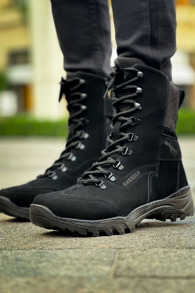 CH051 Men's Suede Black Casual Sports Sneaker Boots - STREETMODE ™