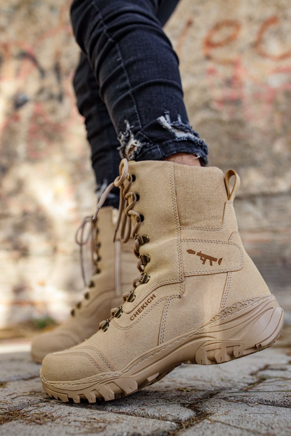 CH051 Suede Tactical Military Men's Sneaker Boots - Sand Color - STREETMODE ™