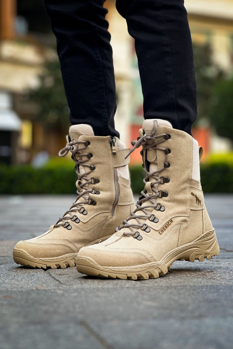 CH051 Suede Tactical Military Men's Sneaker Boots - Sand Color - STREETMODE ™