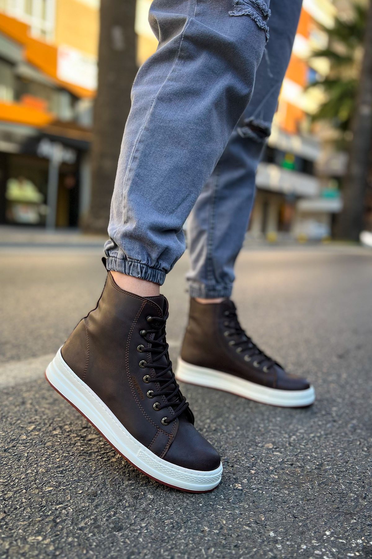 leather sneaker boots mens
