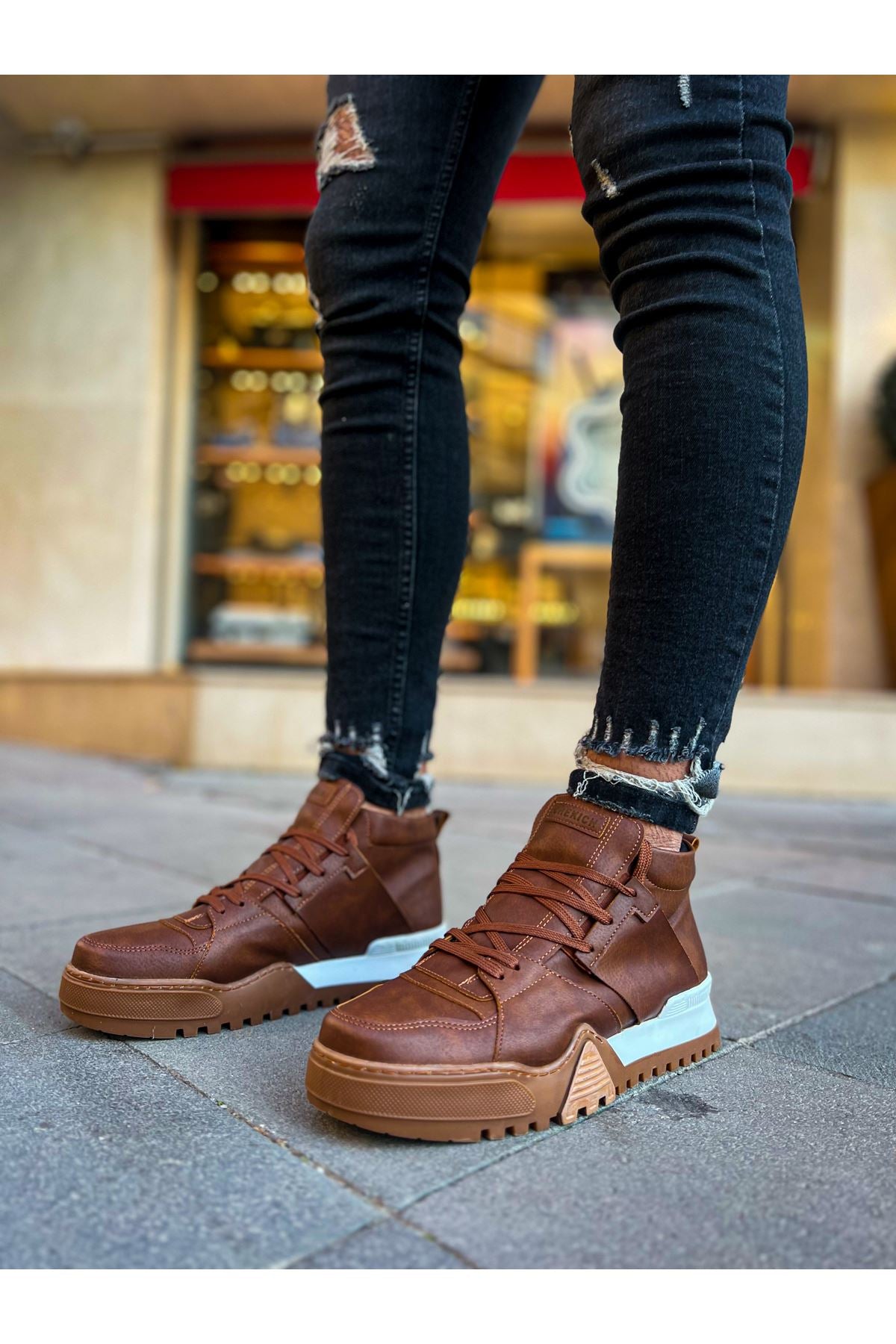 CH057 WS  Men's Sneaker Boots BROWN - STREETMODE ™