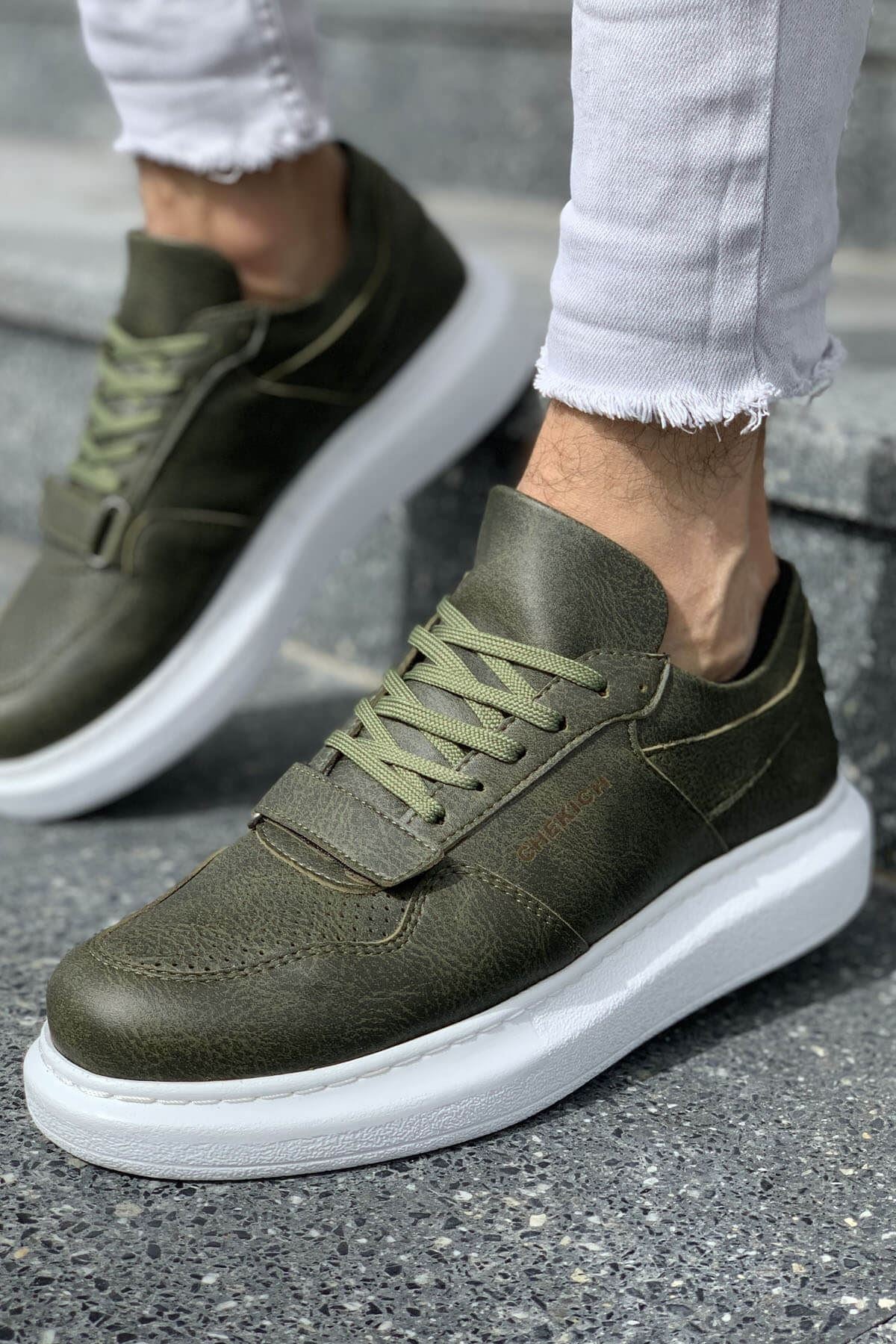 CH073 Men's Unisex Khaki Lace-Up Casual Sneaker Sports Shoes - STREETMODE ™