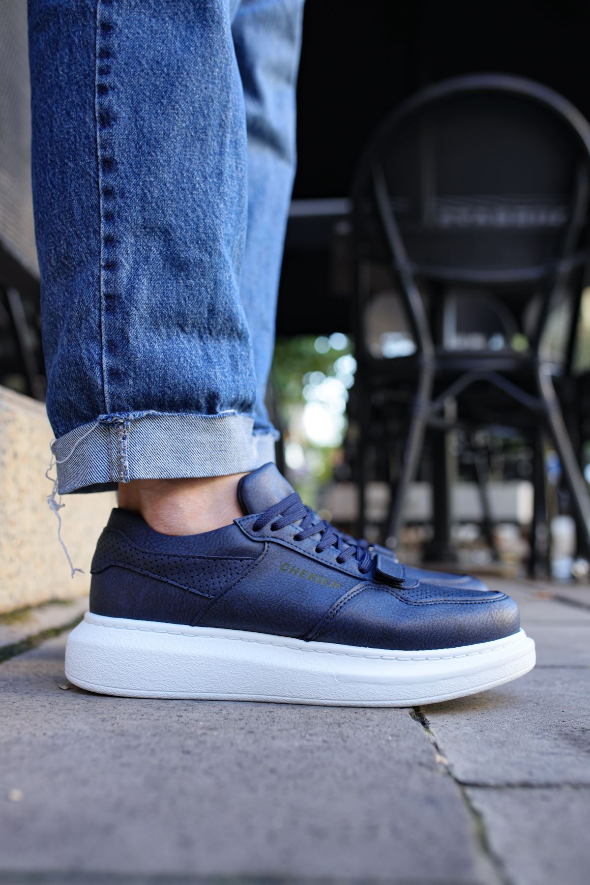 CH073 Men's Unisex Navy Blue Lace-Up Casual Sneaker Sports Shoes - STREETMODE ™
