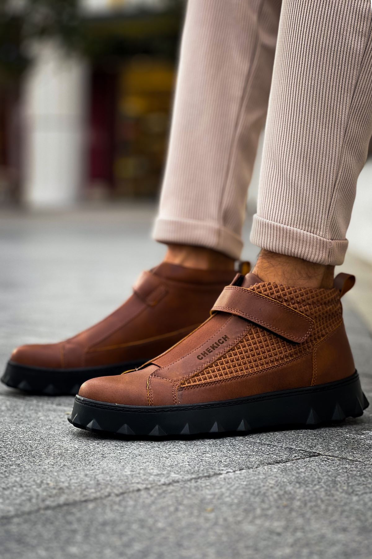 CH103 Men's Brown-Black Sole Casual Sneaker Boots - STREETMODE ™
