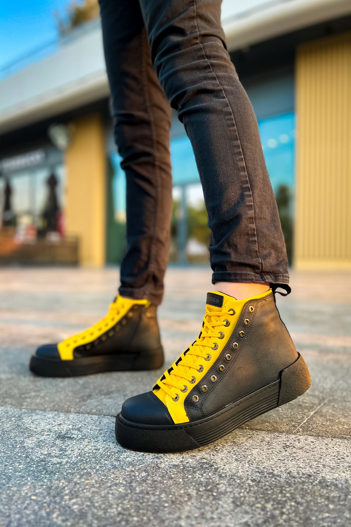 CH167 ST Men's Boots BLACK - YELLOW - STREETMODE ™