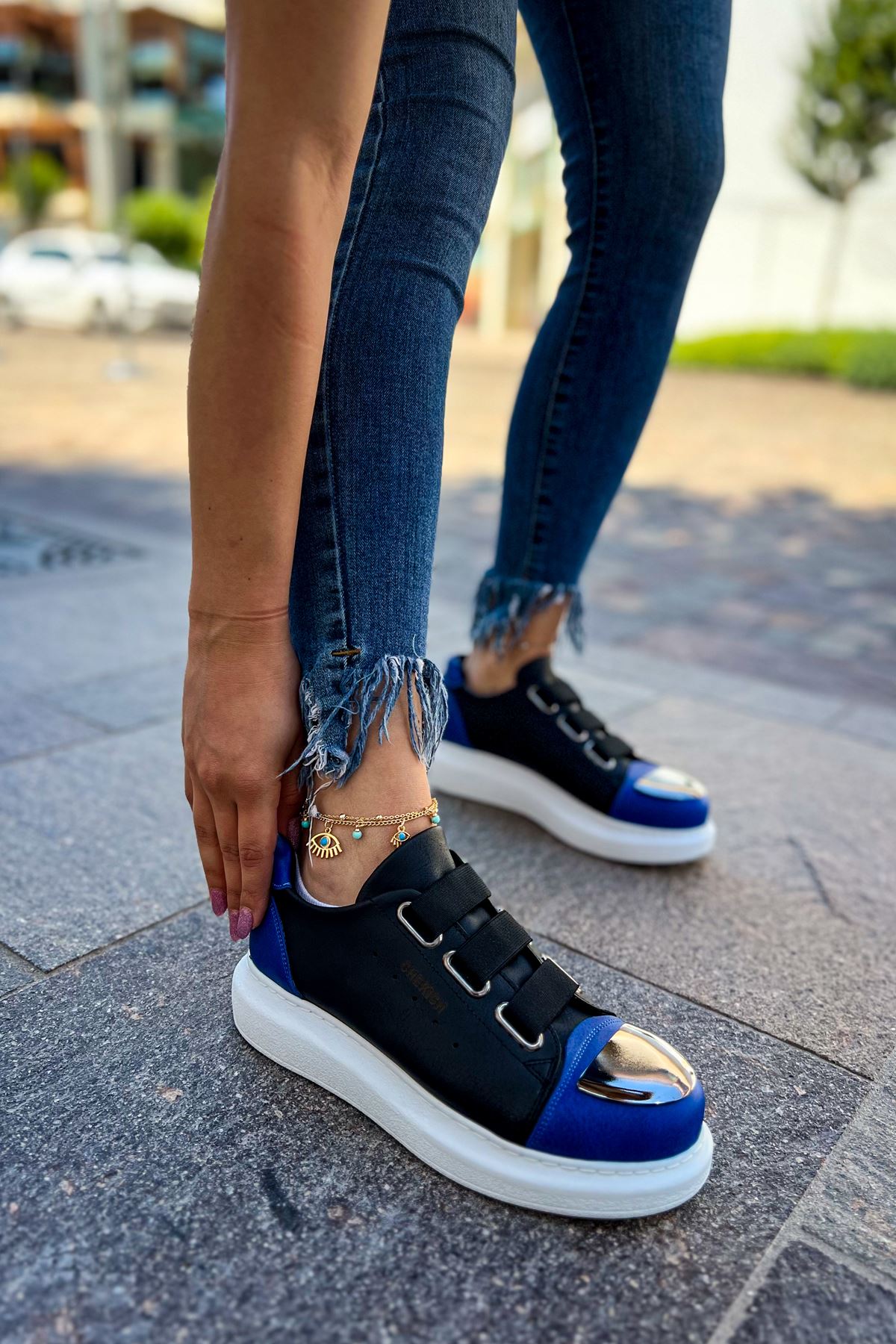 CH251 GBT Mirror Furry Women's Shoes BLACK/SAX BLUE - STREET MODE ™