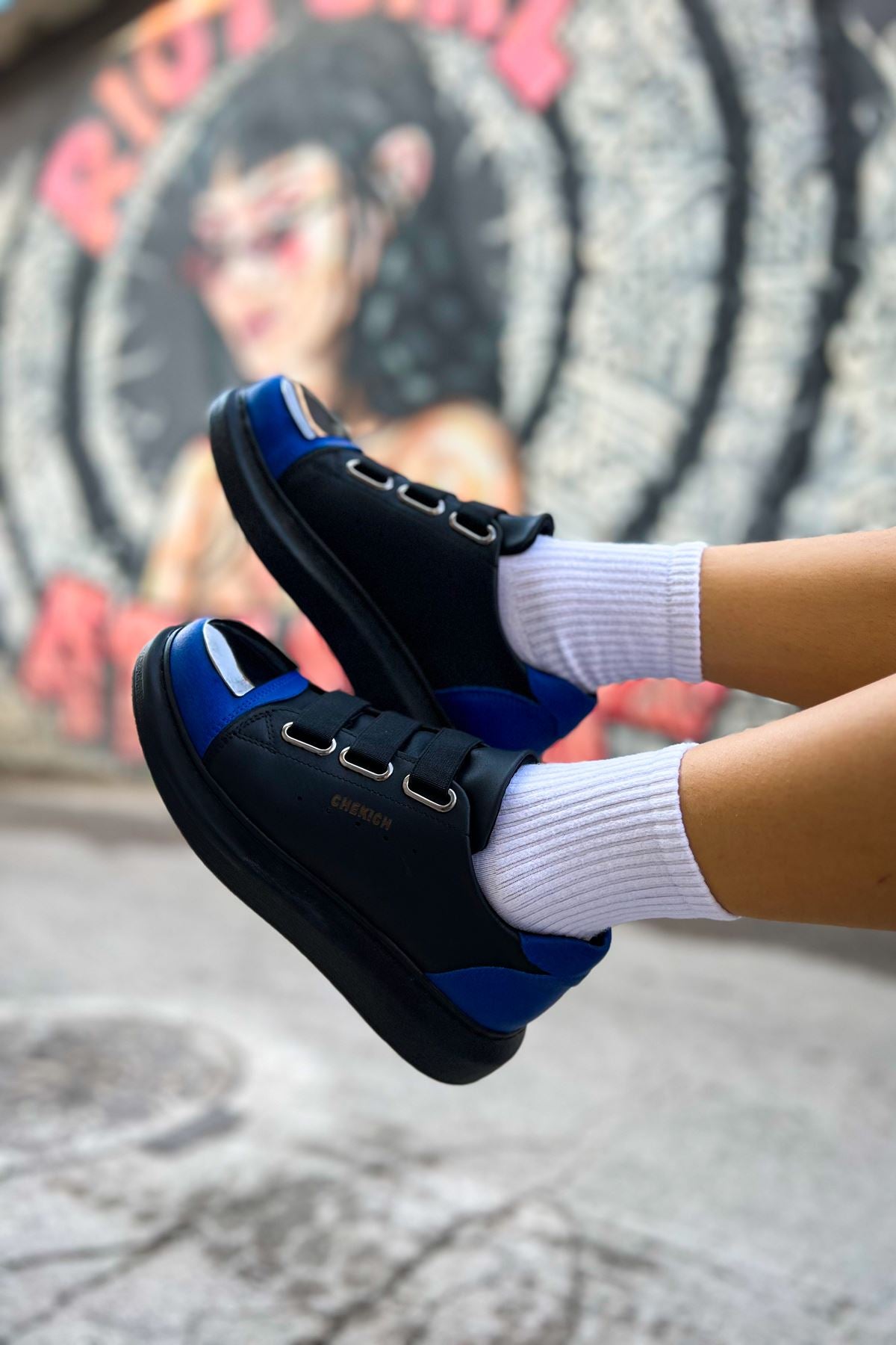 CH251 GST Mirror Furry Women's Shoes BLACK/SAX BLUE - STREETMODE ™