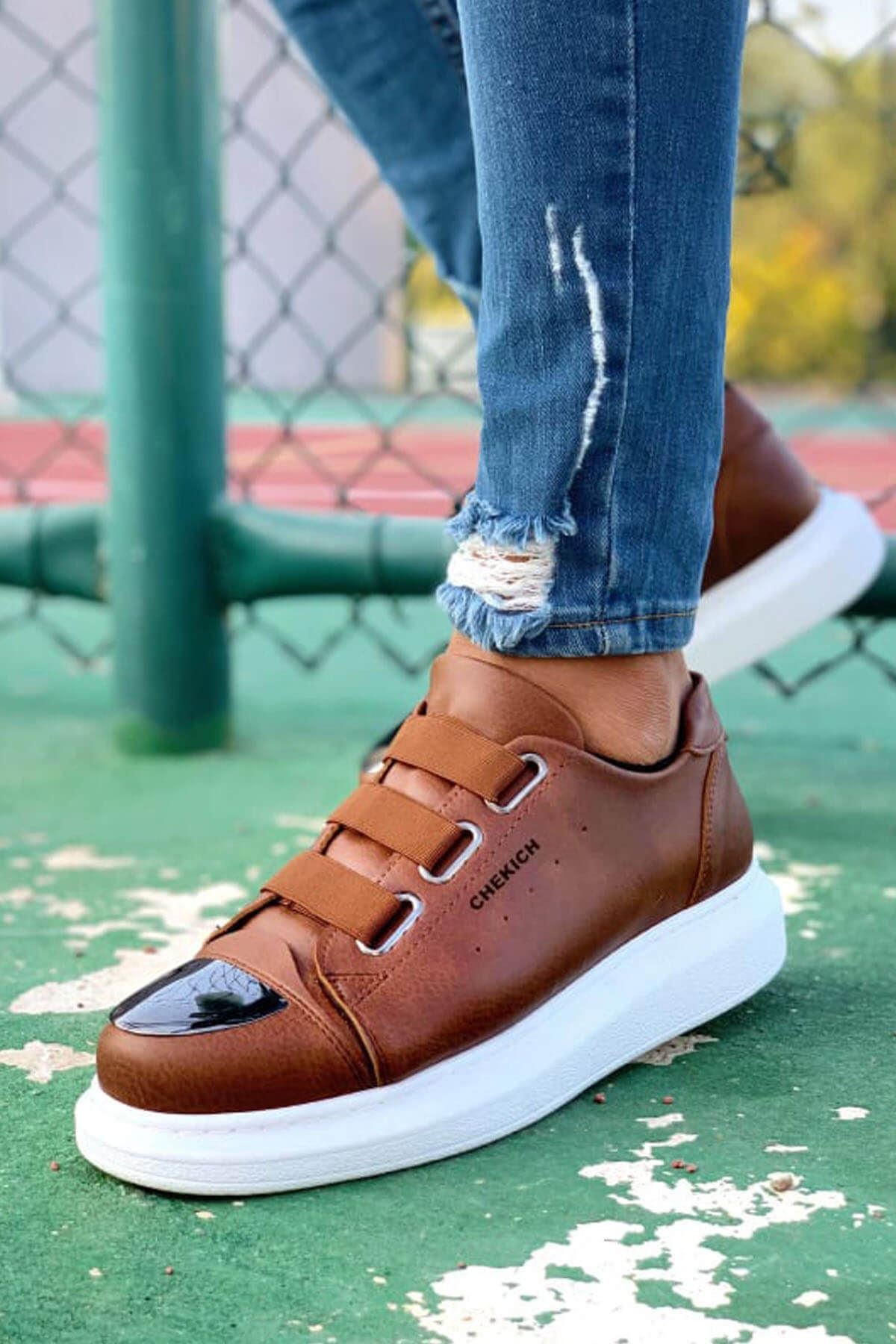 CH251 Men's Unisex Brown-New Trend Shiny Accessory Casual Sneaker Sports Shoes