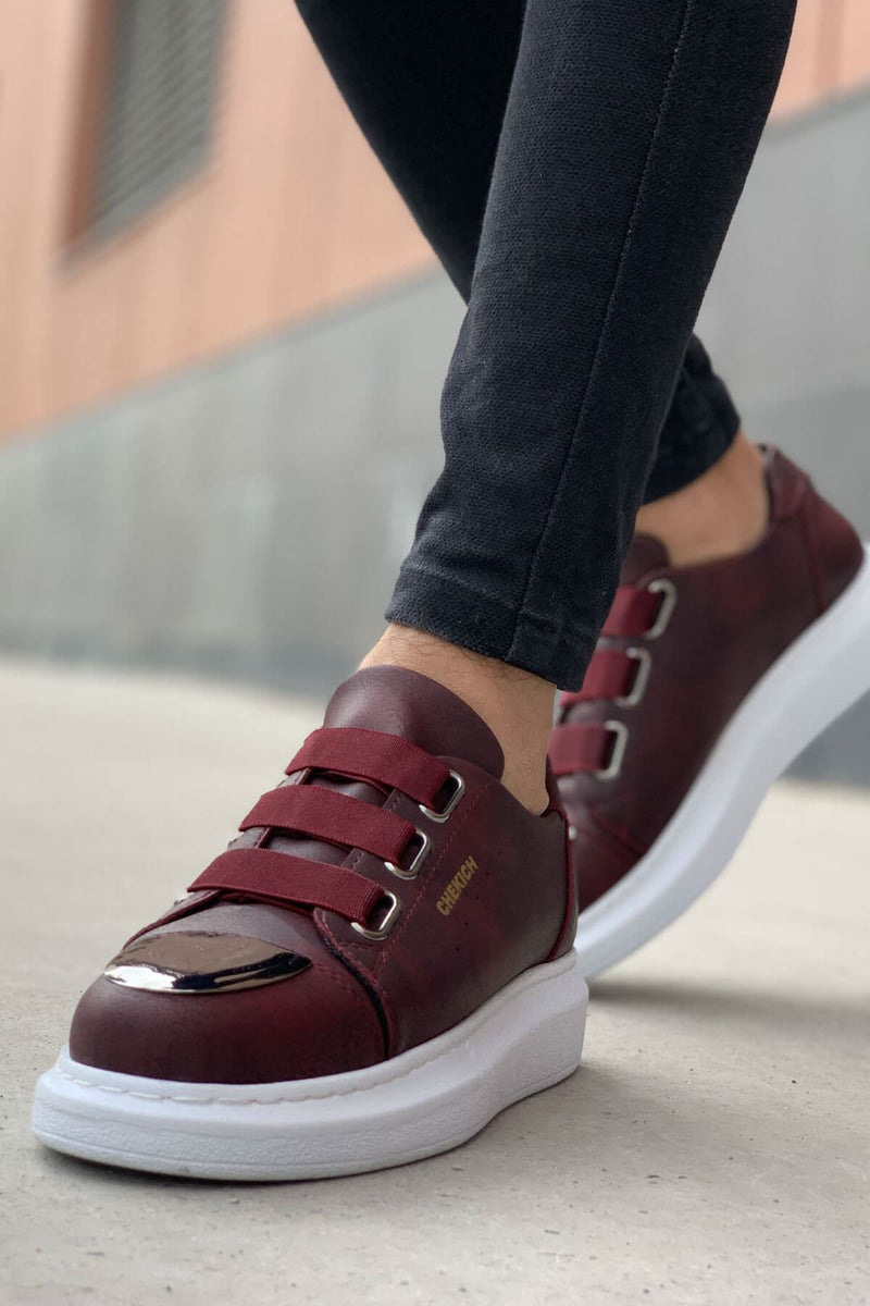 CH251 Men's Unisex Burgundy-New Trend Shiny Accessory Casual Sneaker Sports Shoes - STREETMODE ™