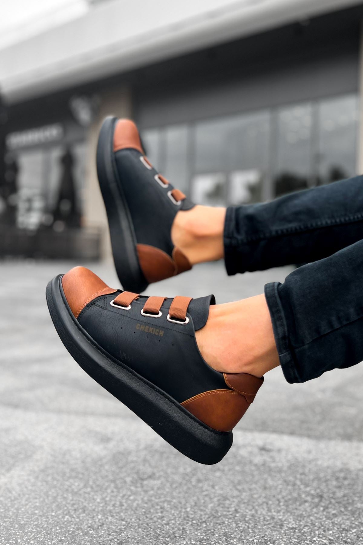 CH253 CST Man's Casual Sneakers Shoes BLACK/Brown - STREETMODE ™