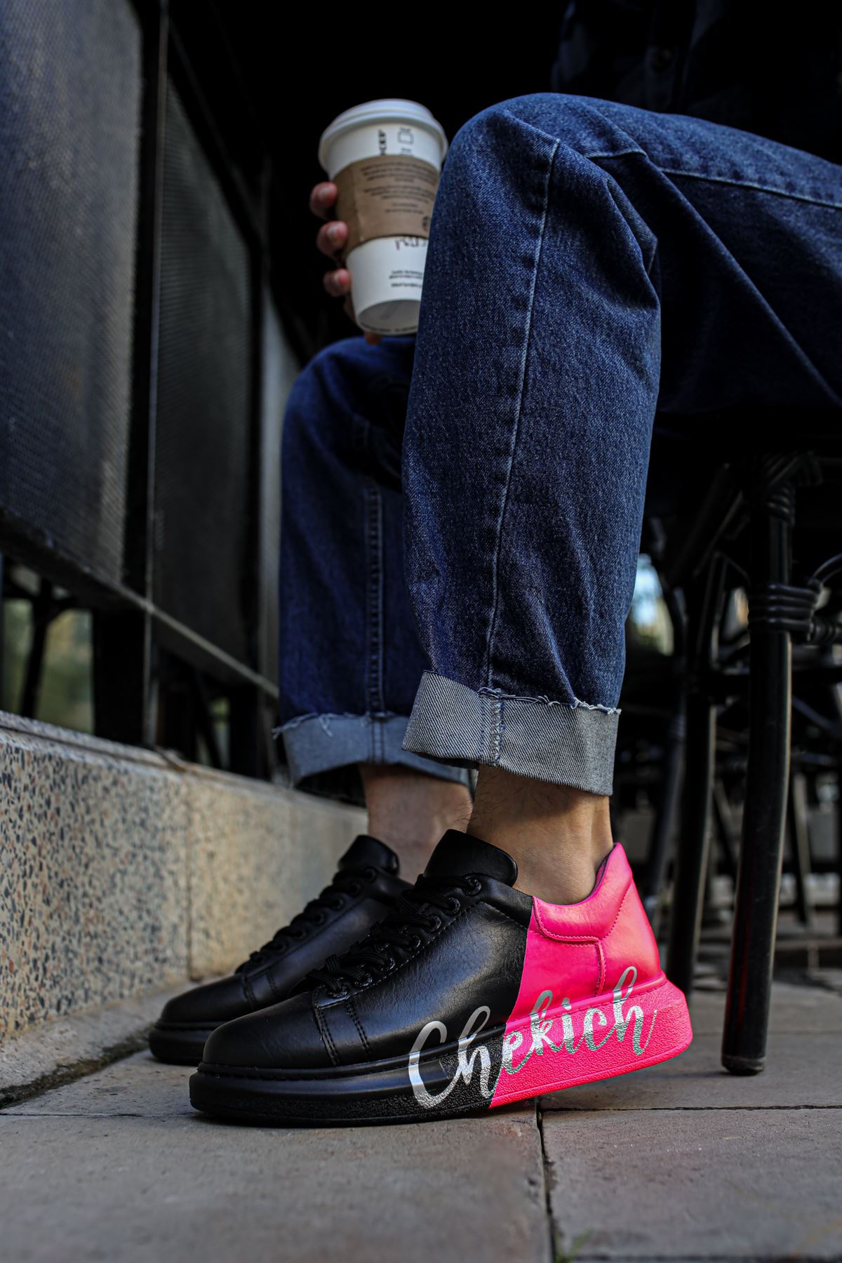 CH254 Men's Unisex Black-Pink Casual Sneaker Sports Shoes - STREETMODE ™