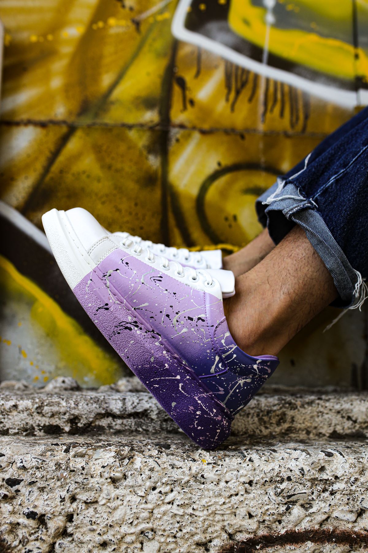 CH254 Men's Unisex White-Purple Casual Sneaker Sports Shoes - STREETMODE ™