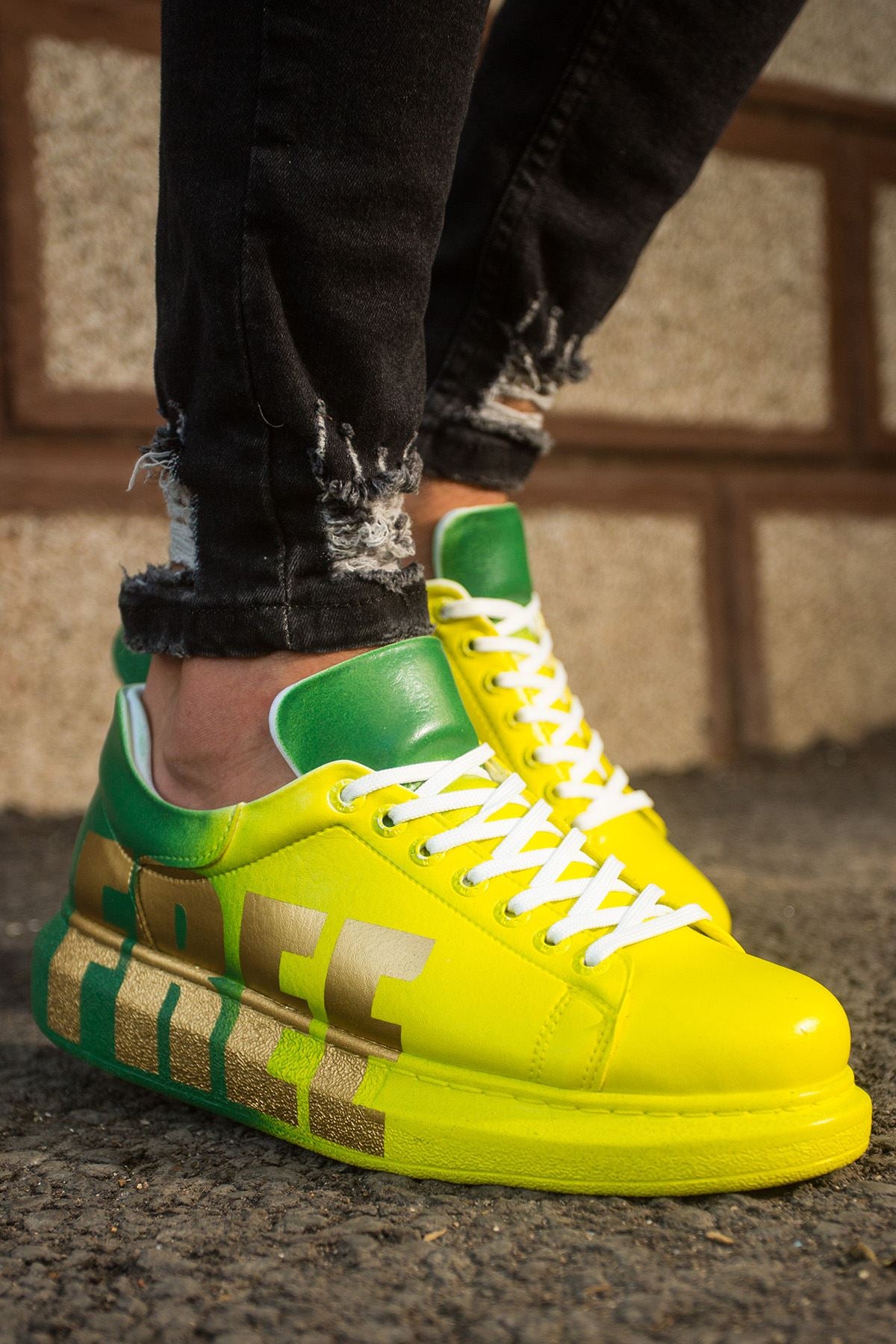 CH254 Yellow-Green Casual Men's Unisex Sneaker Sports Shoes - STREETMODE ™
