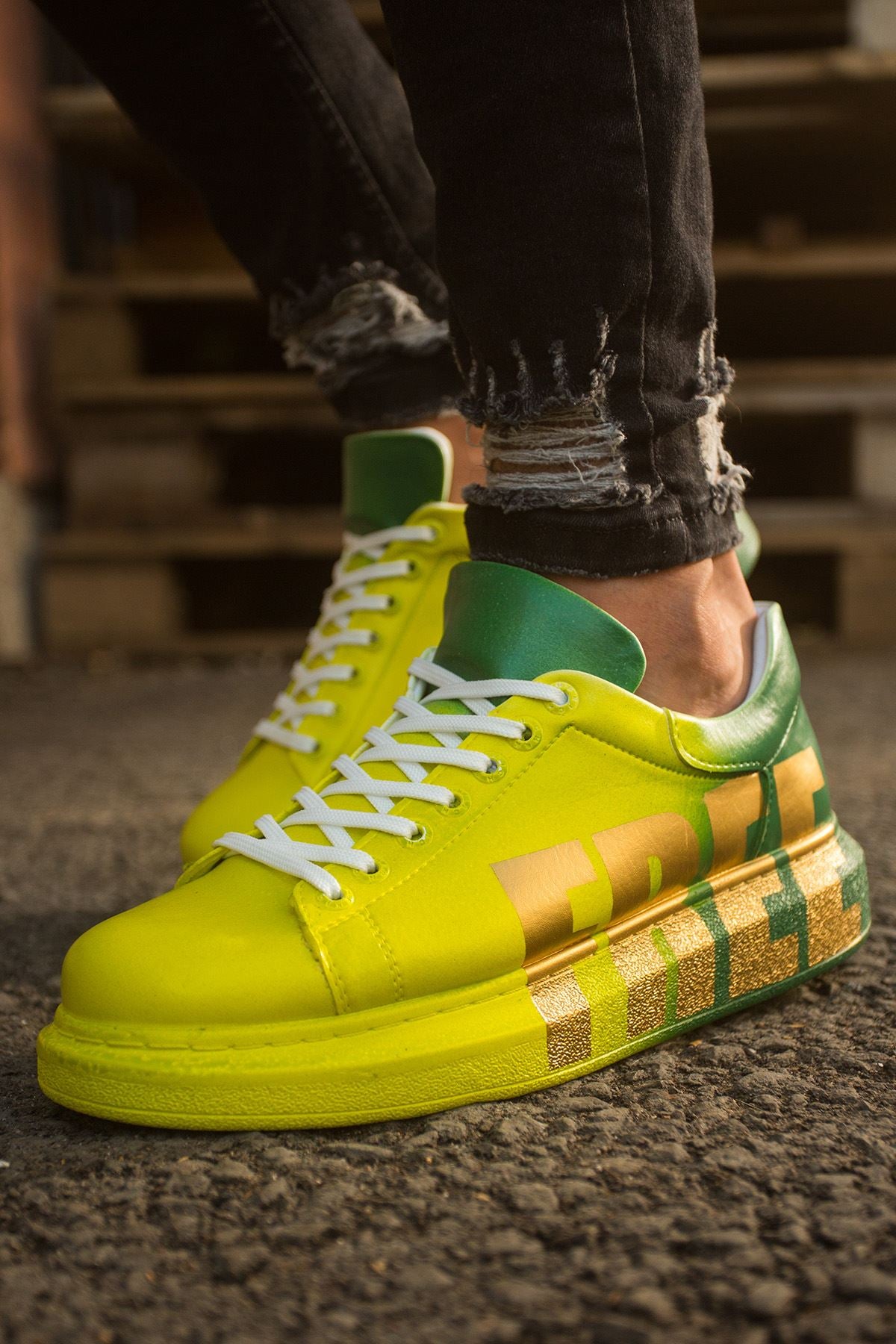 CH254 Yellow-Green Casual Men's Unisex Sneaker Sports Shoes - STREETMODE ™