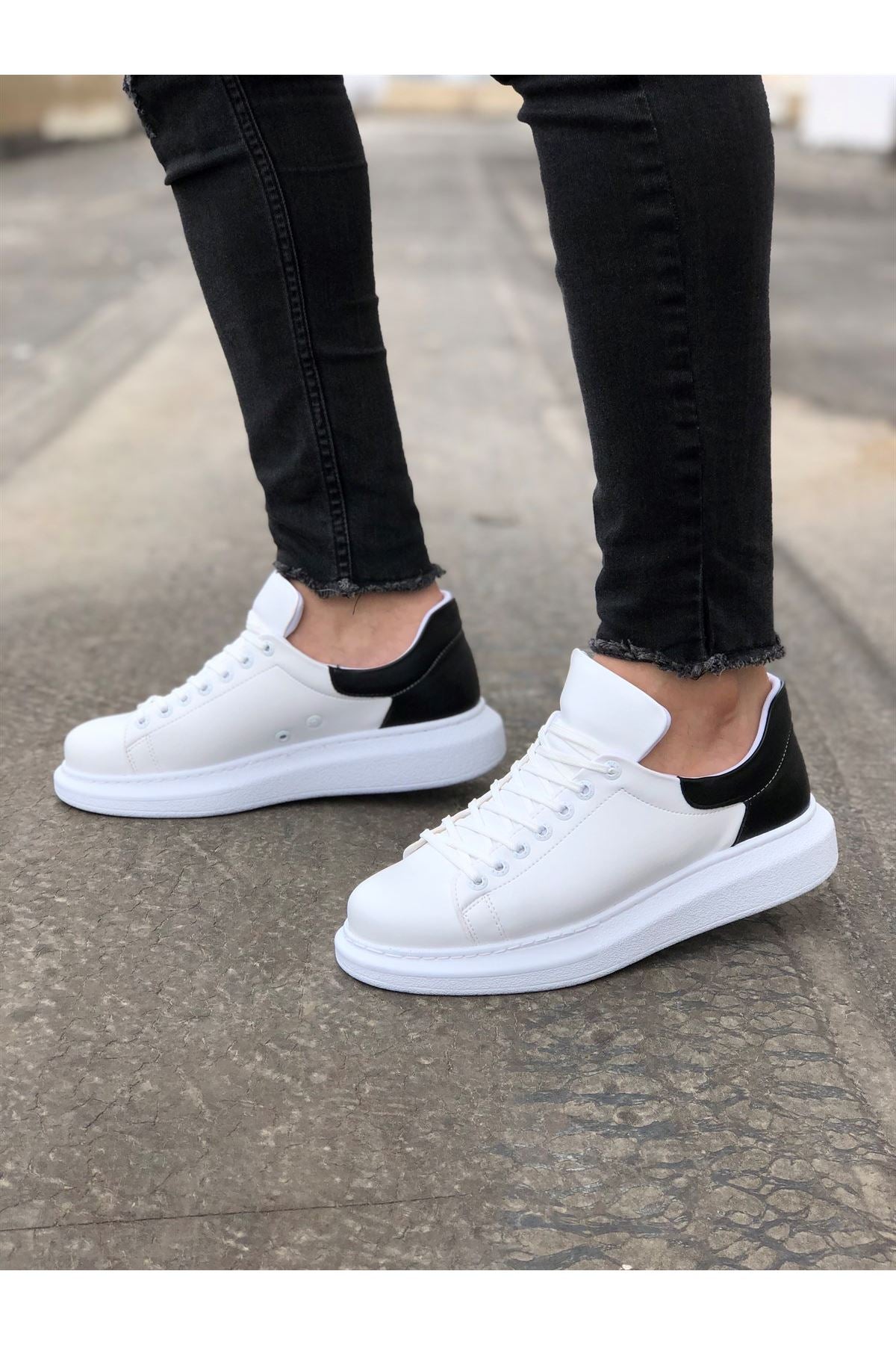 CH256 Men's Unisex White-Black Casual Sneaker Sports Shoes - STREETMODE ™
