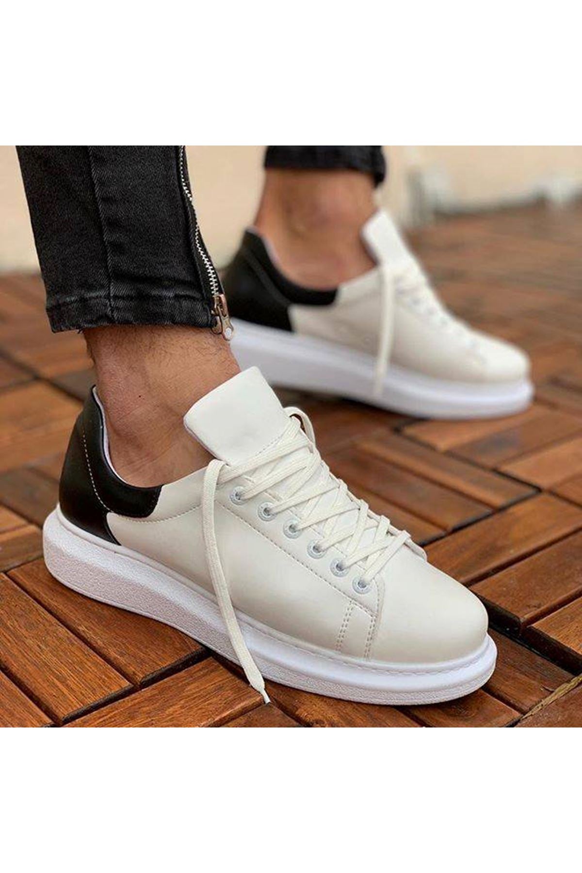 CH256 Men's Unisex White-Black Casual Sneaker Sports Shoes - STREETMODE ™