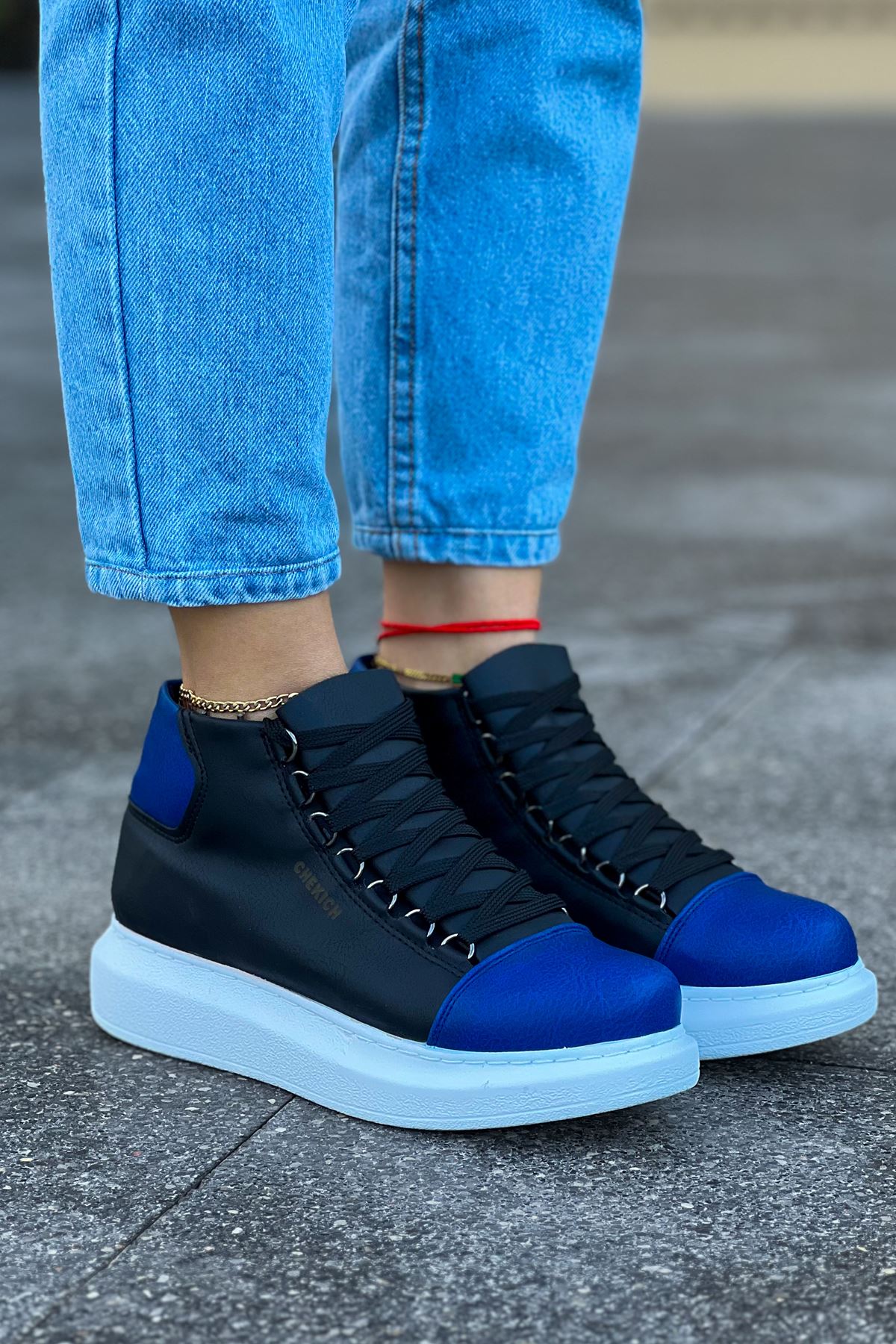 CH258 GBT Roma Colorful Women's Boots BLACK/SAX BLUE - STREETMODE ™