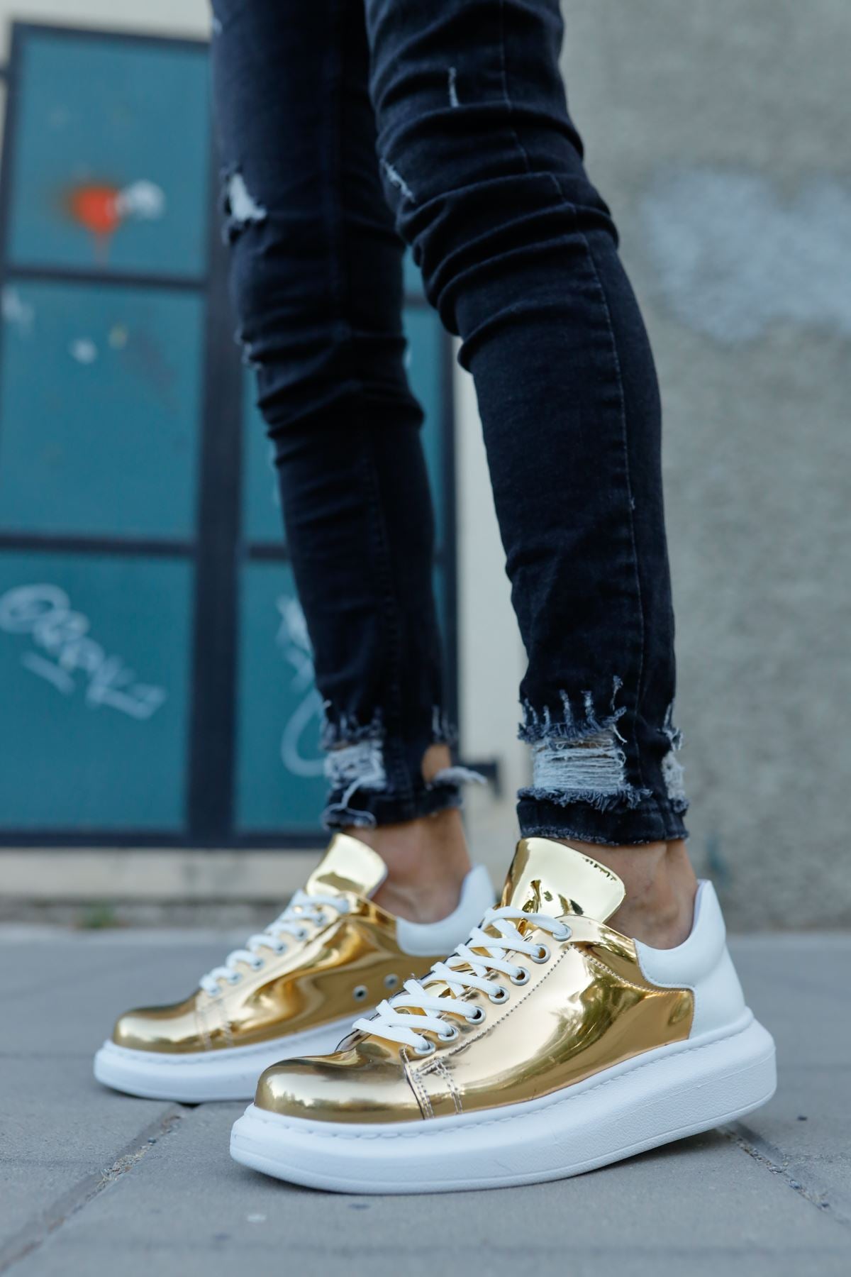 CH259 Women Gold-White Casual Sneaker Sports Shoes - STREETMODE ™