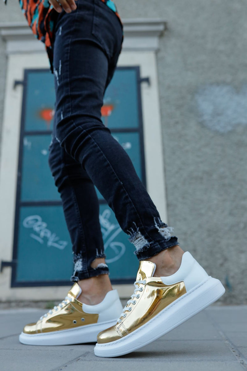 CH259 Women Gold-White Casual Sneaker Sports Shoes - STREETMODE ™
