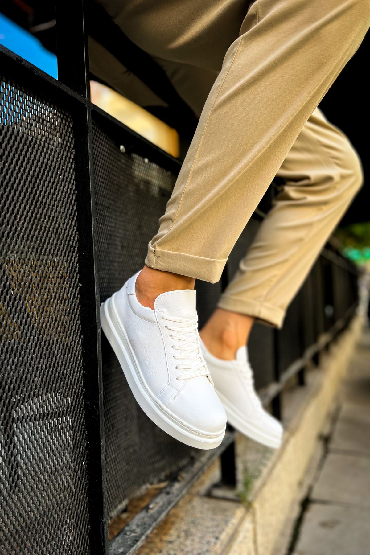 CH979 Santoni CRT Sport Men's Sneakers Shoes WHITE