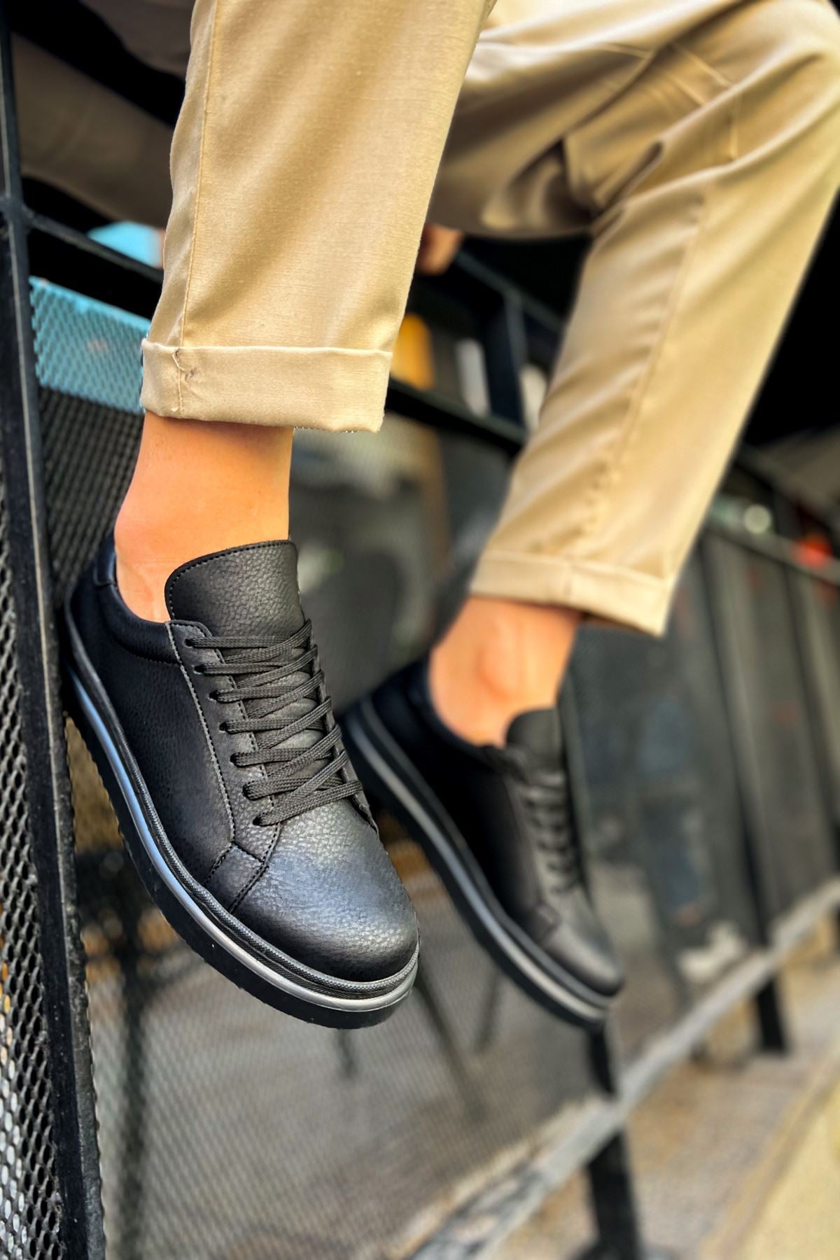CH979 Santoni CRT Sport Men's Sneakers Shoes BLACK - STREETMODE ™
