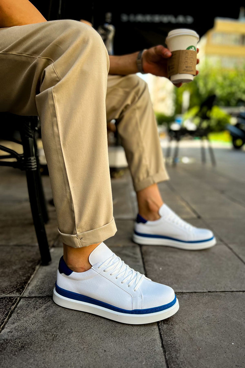 CH979 Santoni GBT Sport Men's Sneakers Shoes WHITE/BLUE - STREETMODE ™