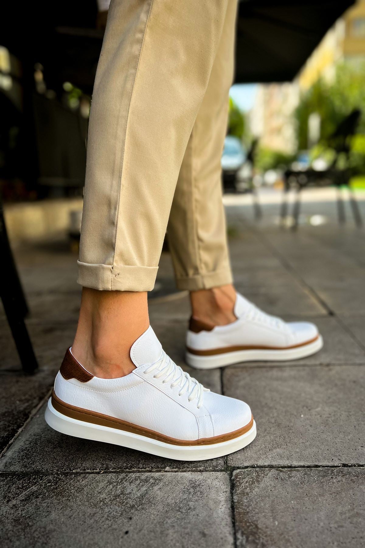 CH979 Santoni GBT Sport Men's Sneakers Shoes WHITE/TAGAN - STREETMODE ™