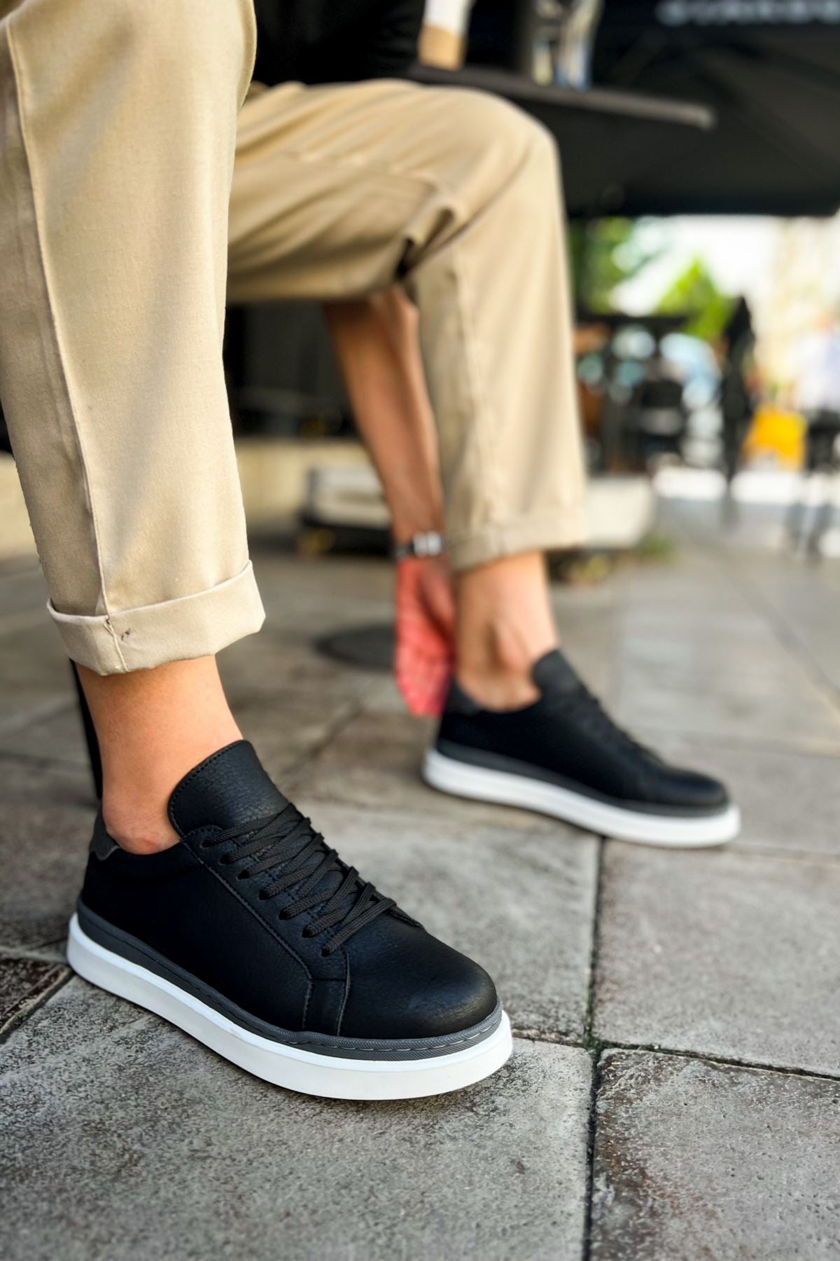 CH979 Santoni GBT Sport Men's Sneakers Shoes BLACK/ANTHRACITE - STREETMODE ™