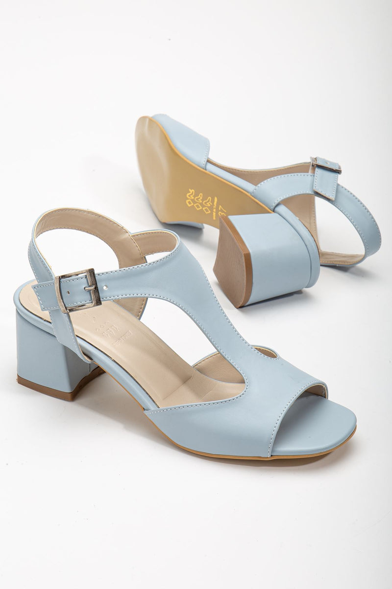 Charly Baby Blue Skin Blunt Toe Heeled Women's Shoes - STREETMODE ™