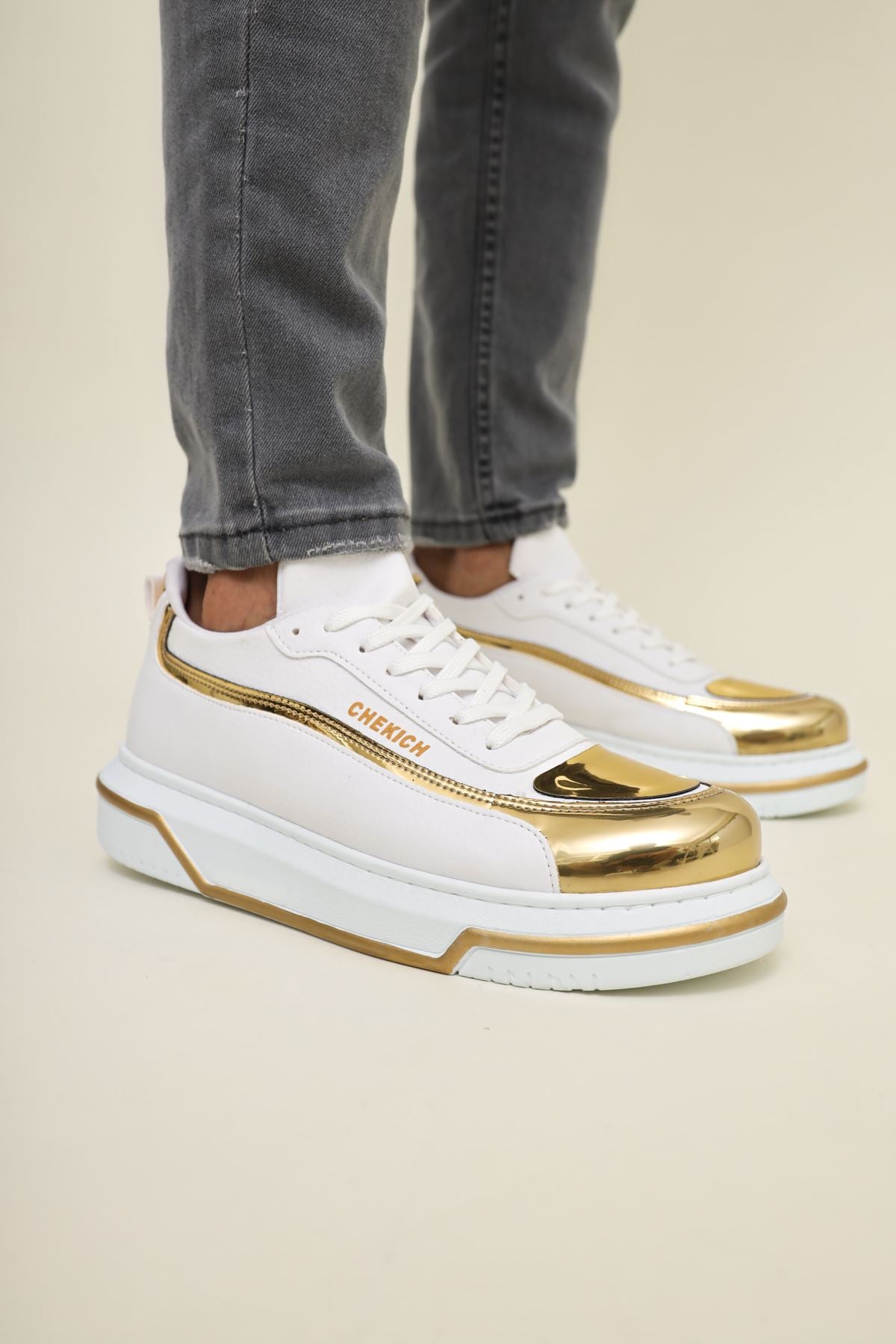 CH241 BT Men's Sneakers Shoes WHITE/GOLD - STREETMODE ™