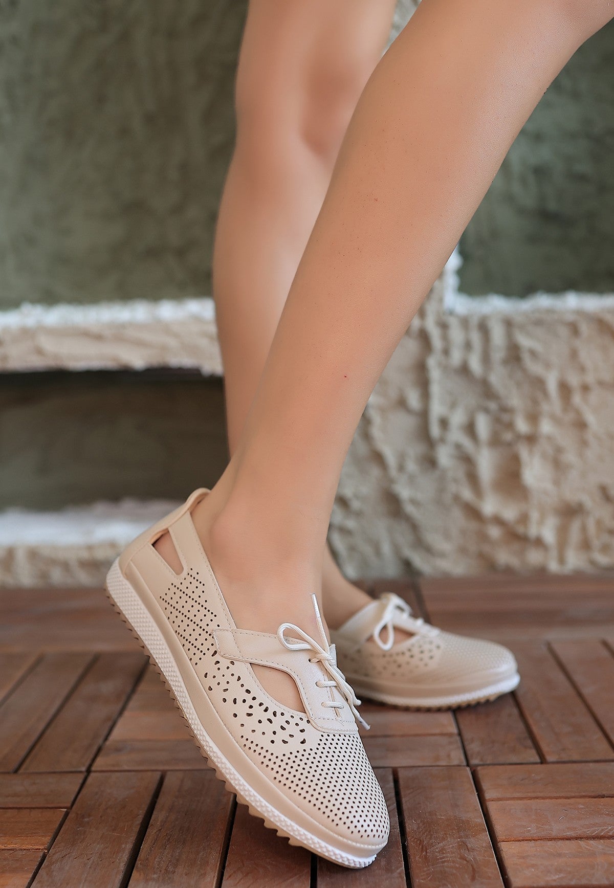 Women's Beige Skin Ballerina Shoes