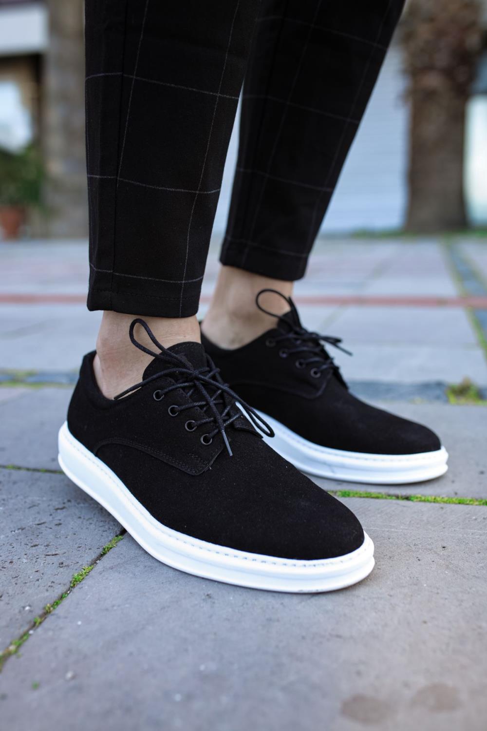 Classic Men's Casual Shoes 001 Black Suede (White Sole) - STREETMODE ™