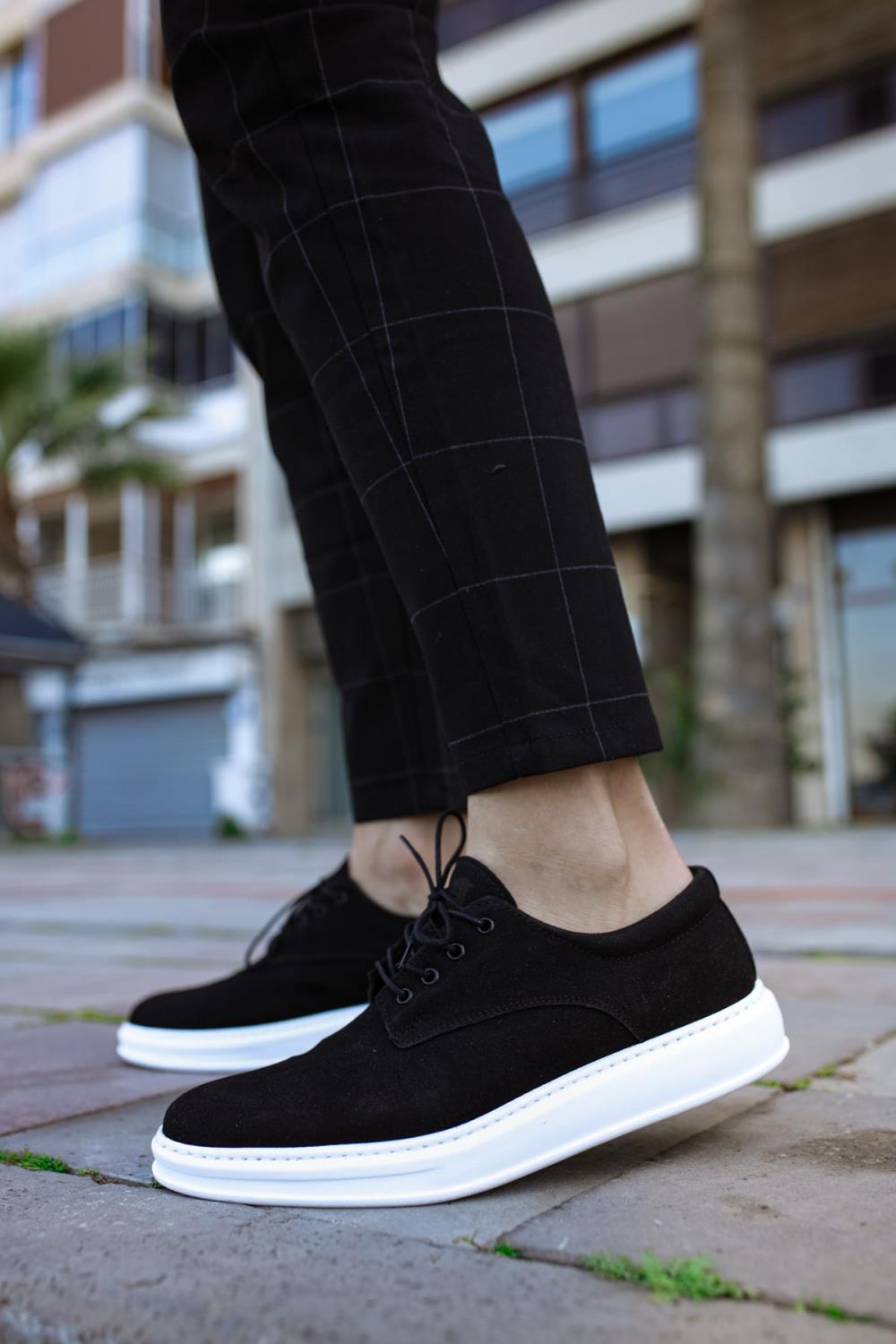 Classic Men's Casual Shoes 001 Black Suede (White Sole) - STREETMODE ™