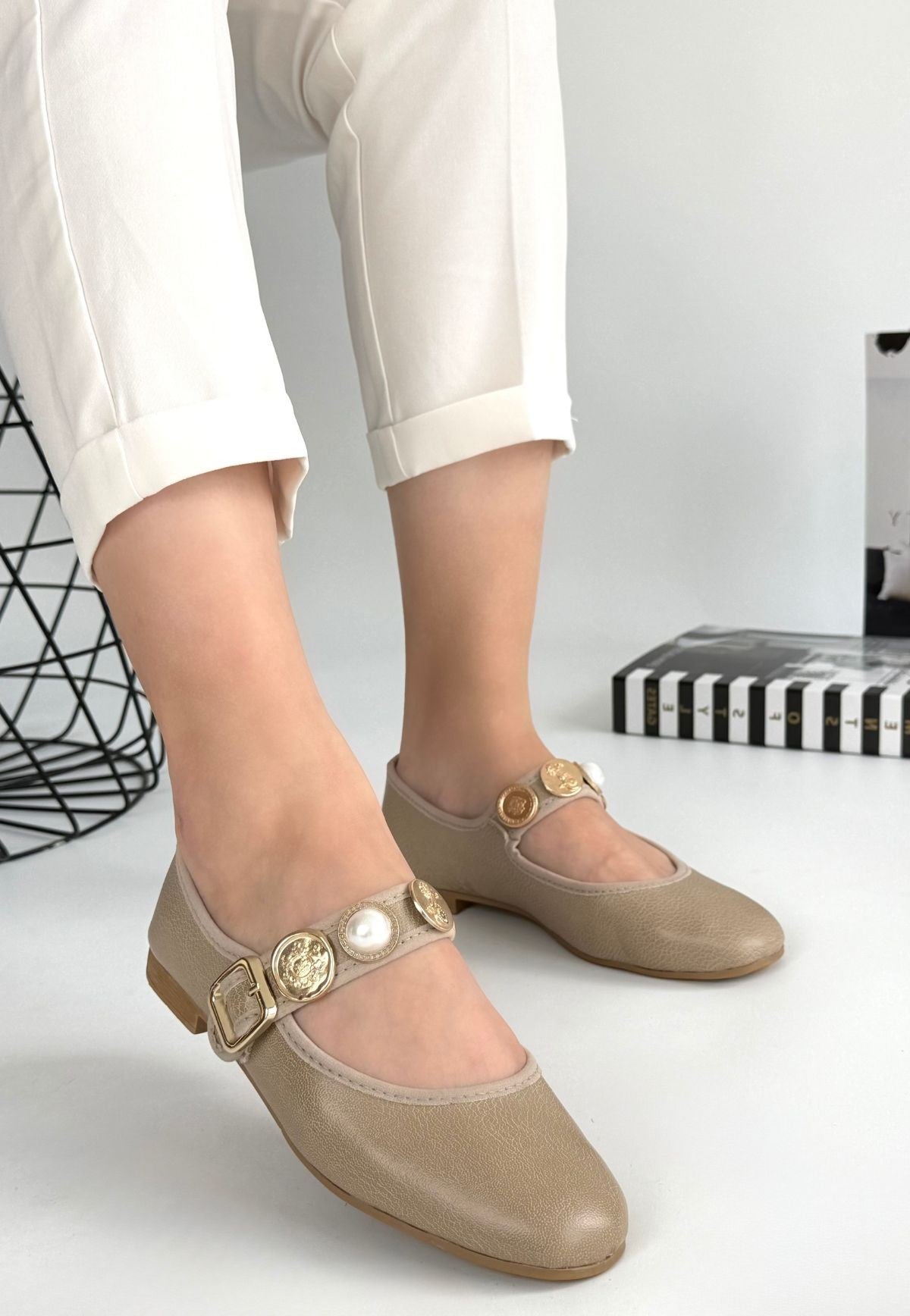 Women's Beige Skin Ballerina Shoes