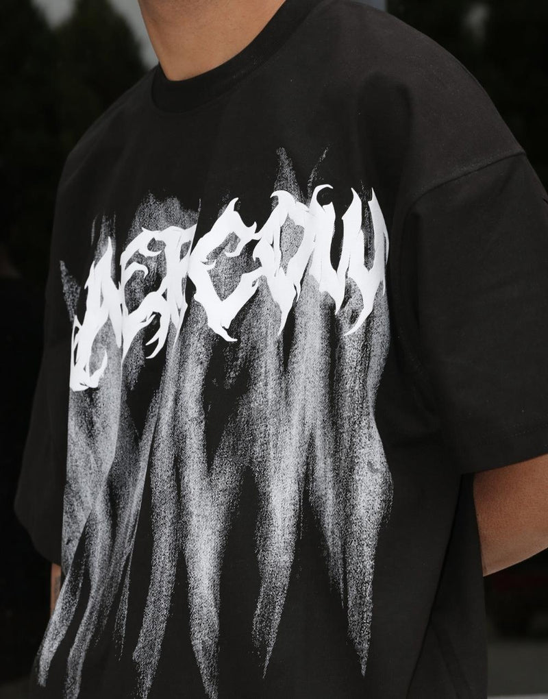 Men's Horror Flame Oversize Black T-Shirt - STREETMODE ™