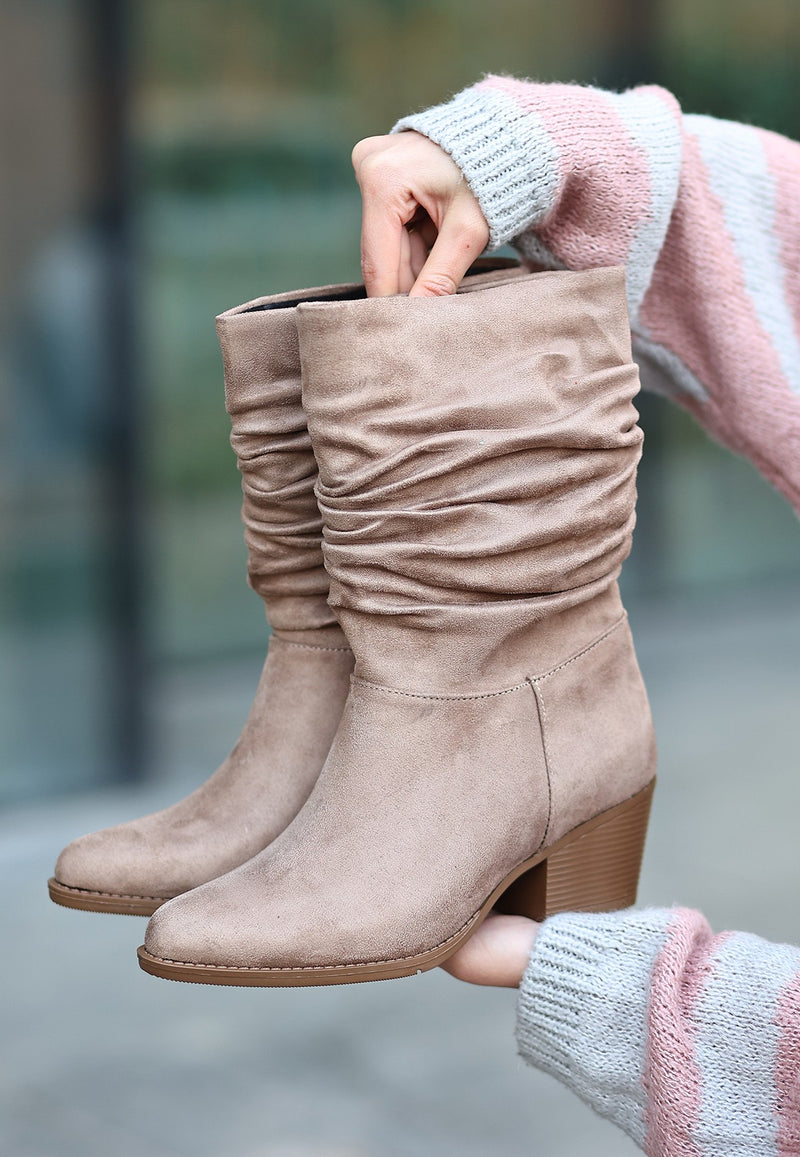 Women's Mink Suede Heeled Boots - STREETMODE ™