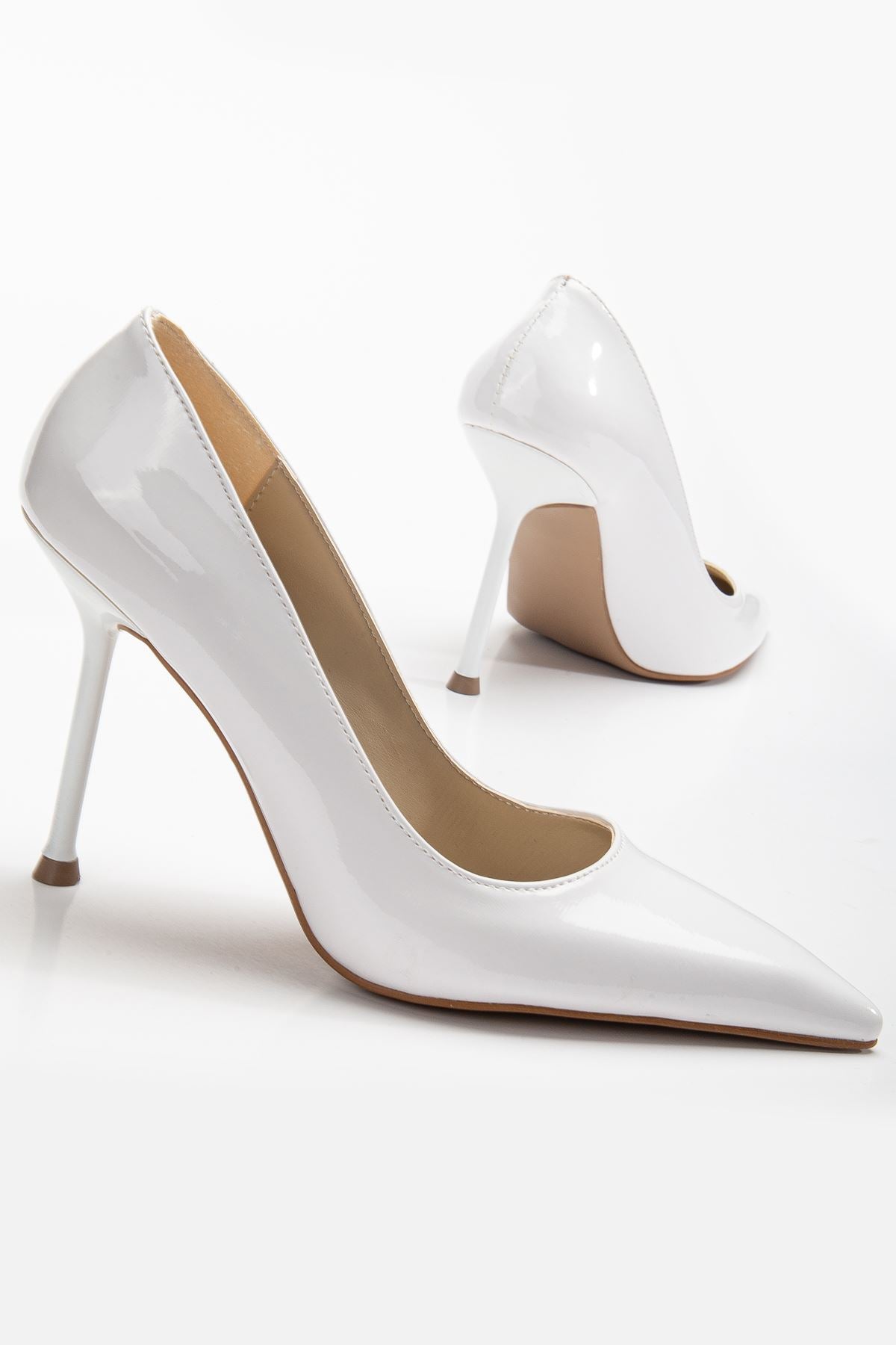 Women's High Heel Shoes White Patent Leather Stiletto