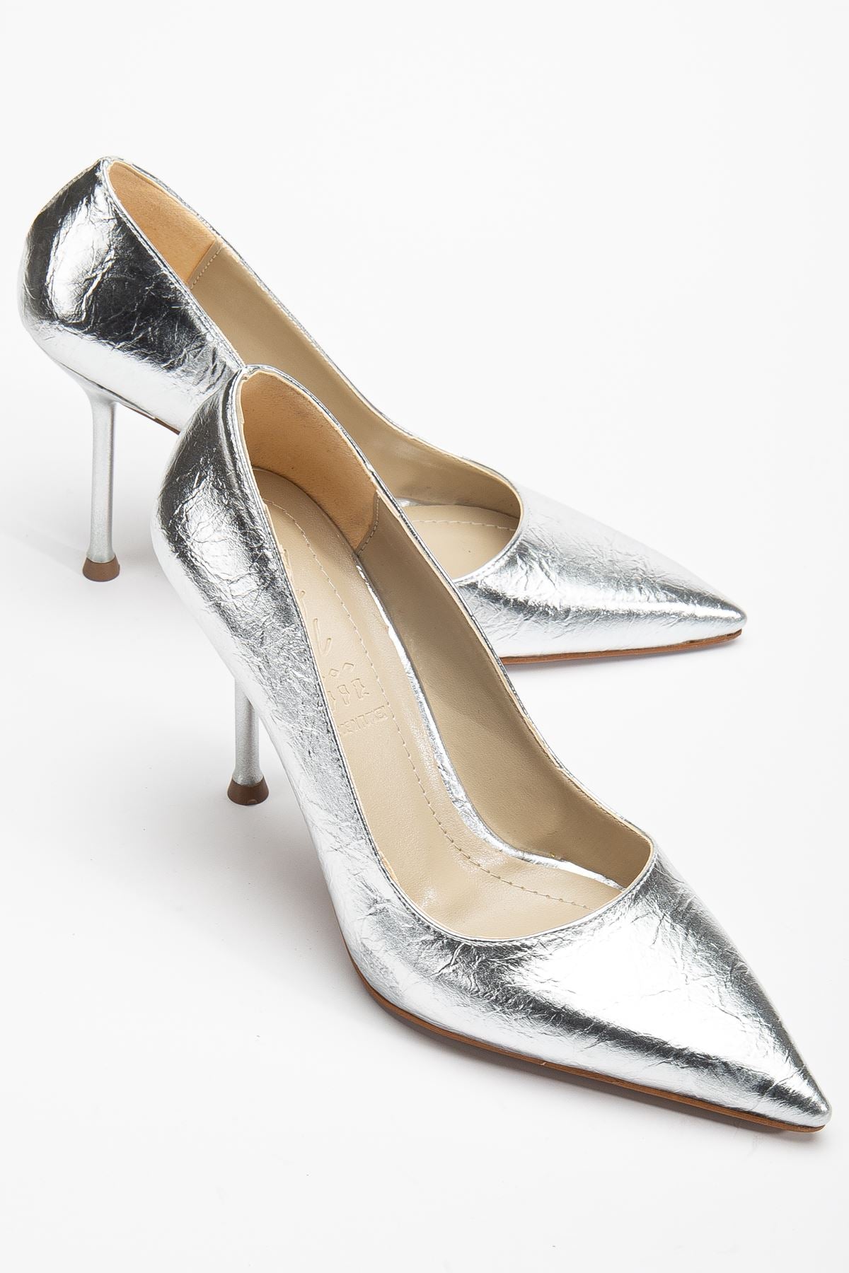 Women's High Heel Shoes Silver Shiny Skin Stiletto