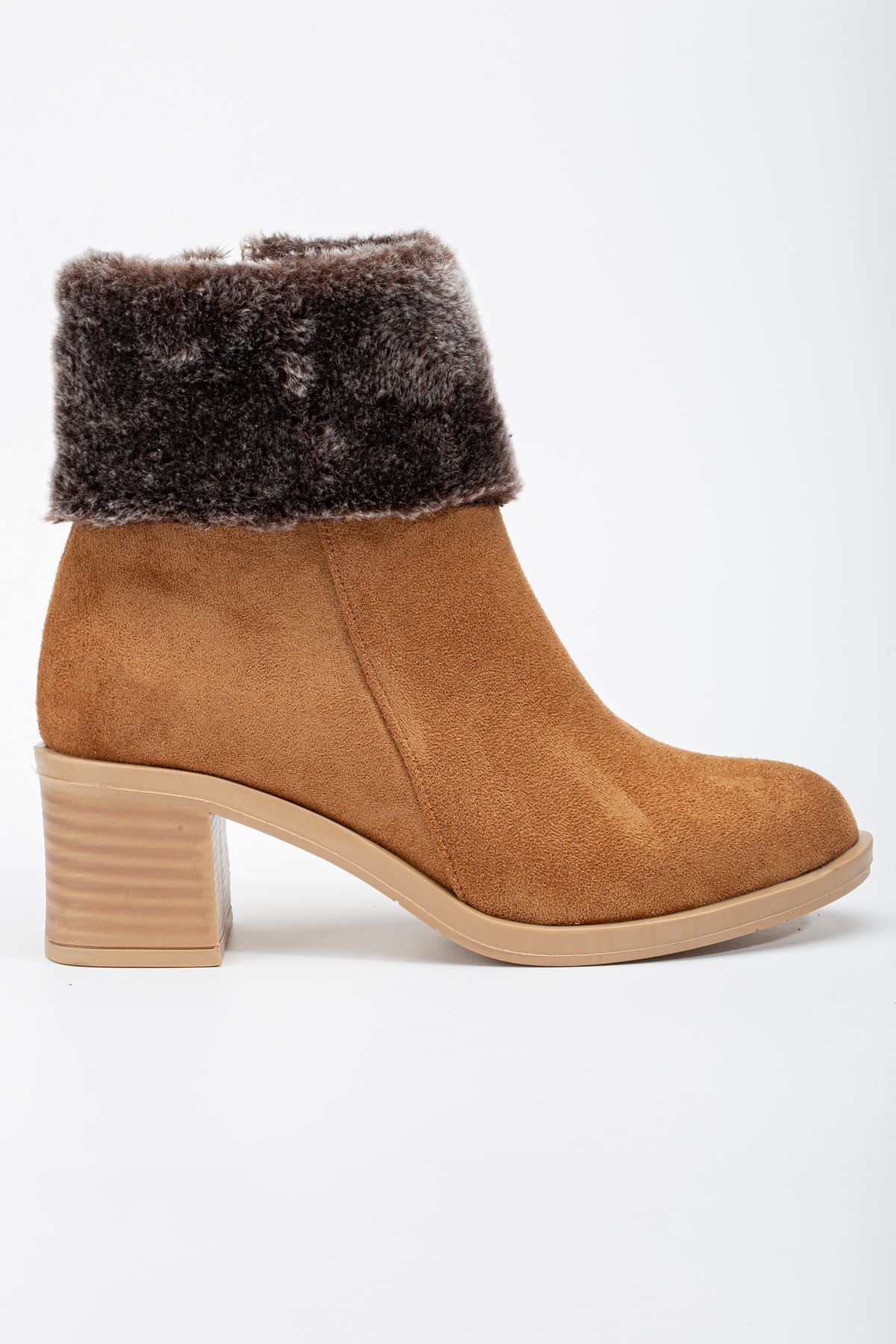 Heeled Brown Furry Women's Boots