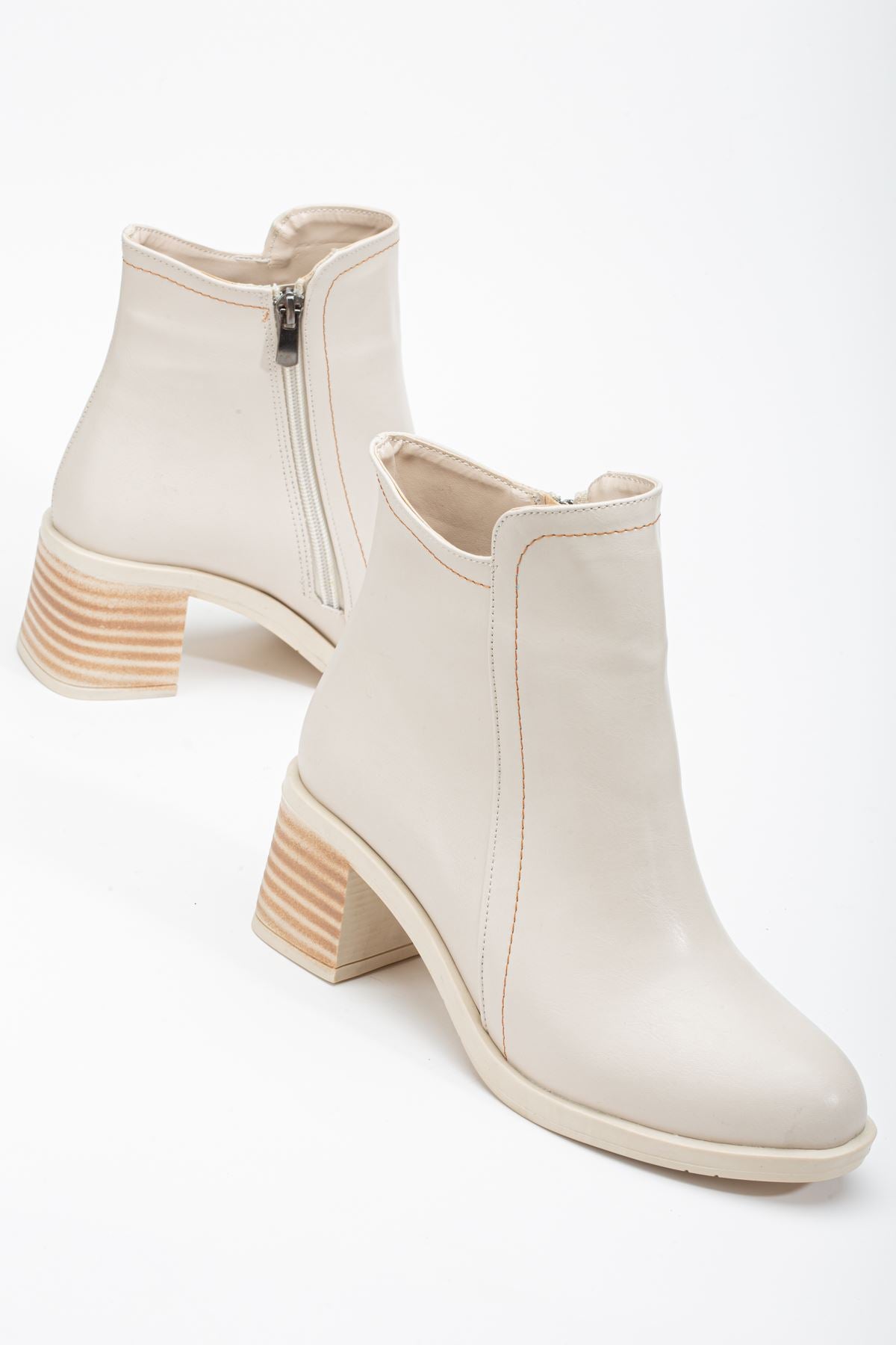 Beige Heeled Women's Boots