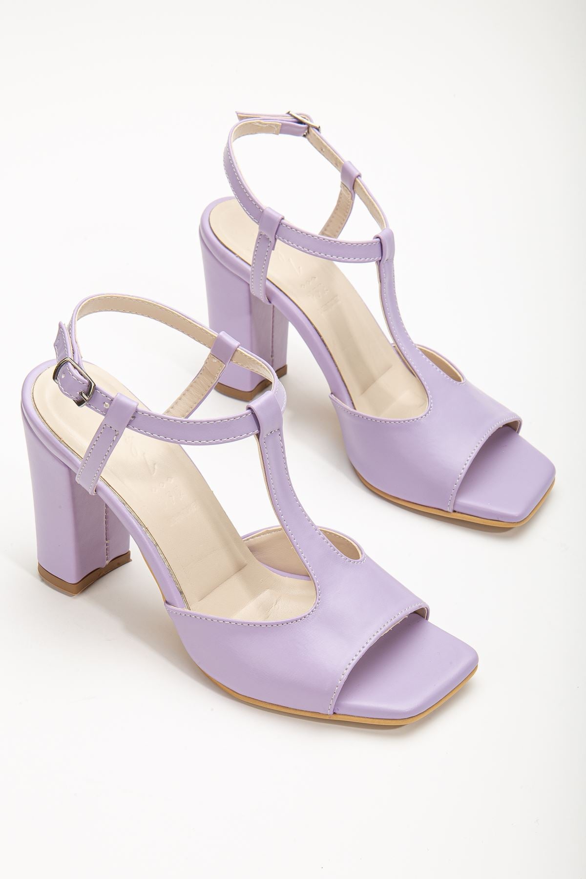 Entela Heeled Lilac Skin Blunt Toe Women's Shoes - STREETMODE ™