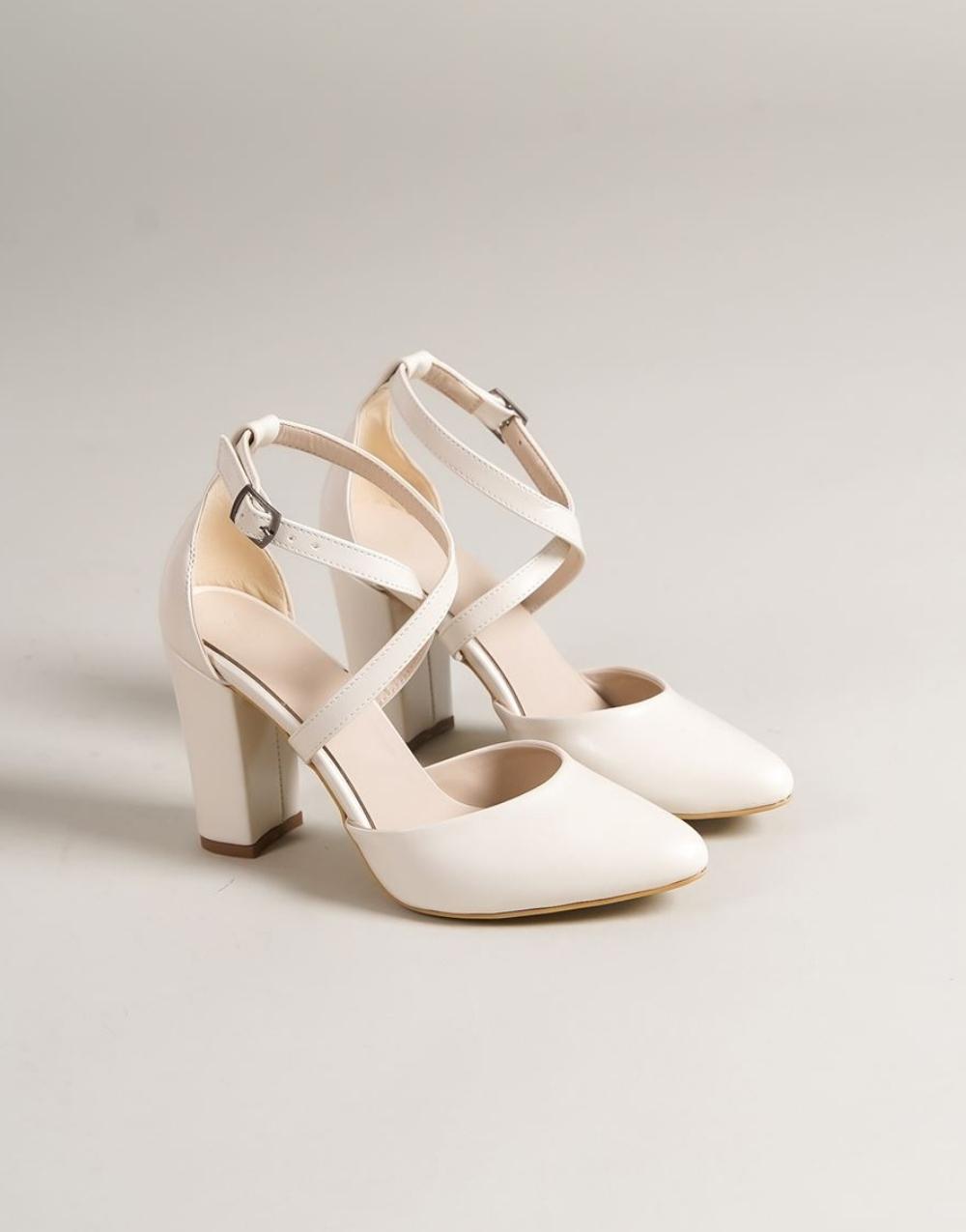 Evan White Pearl Detailed Heeled Women's Shoes - STREETMODE ™
