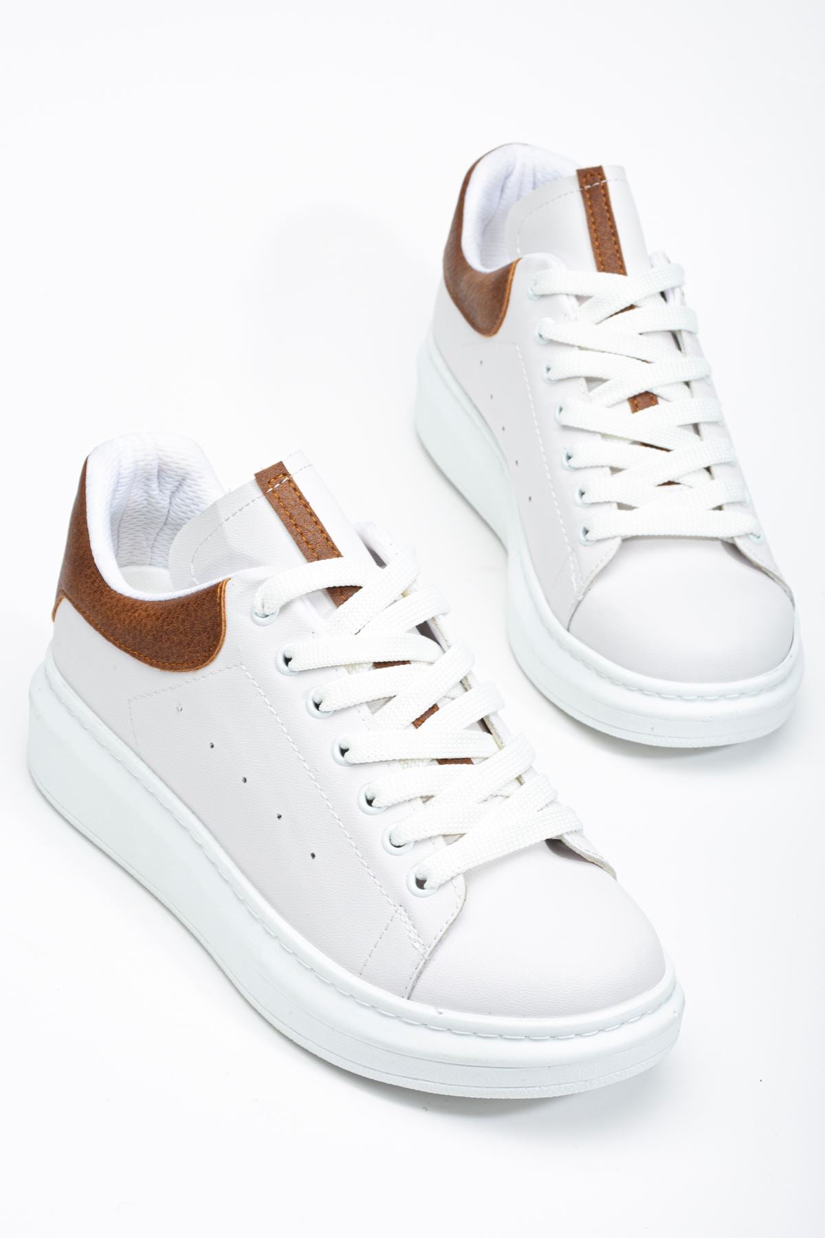 White - Tan Women's Sneaker Casual Shoes