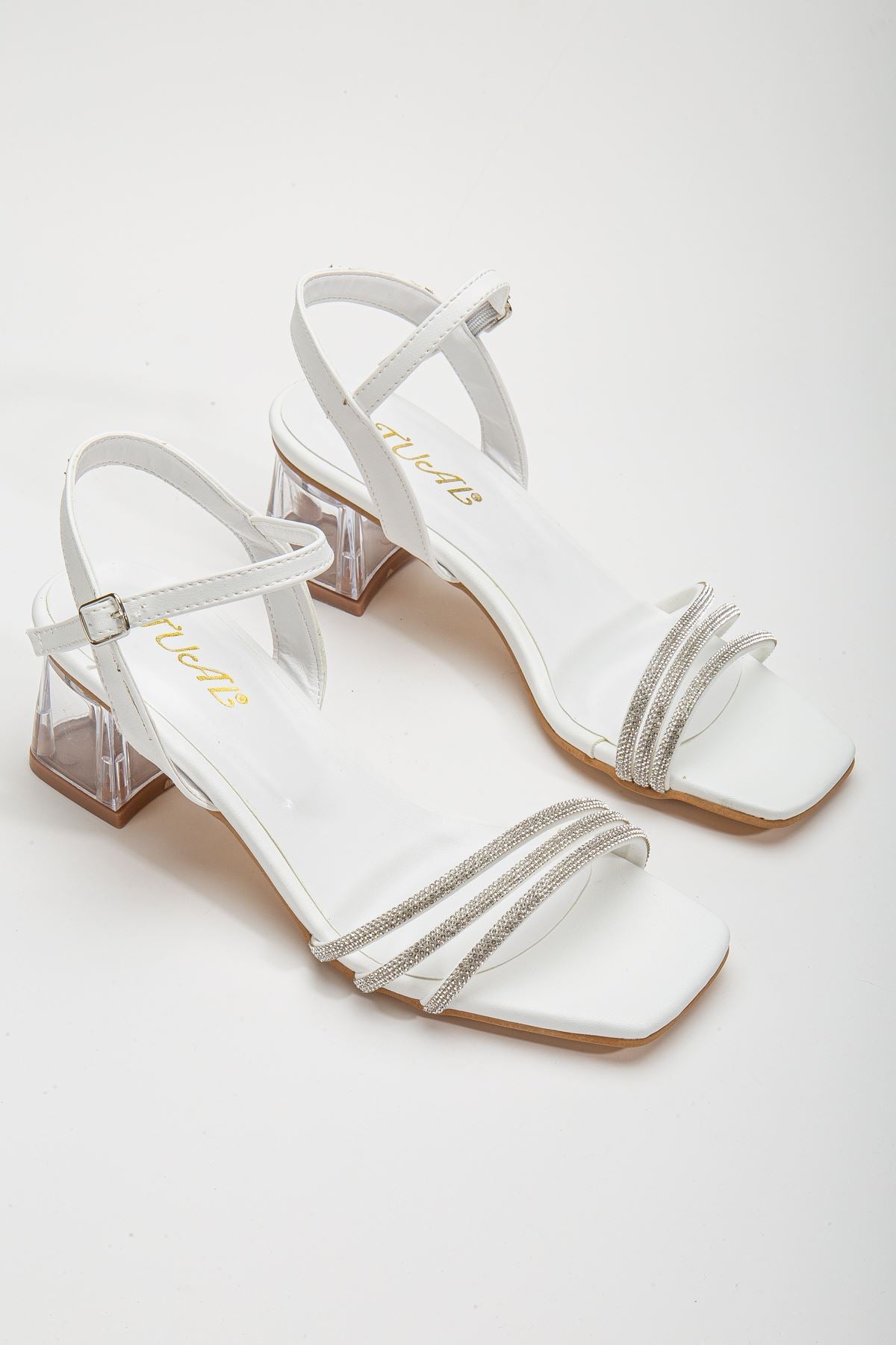 Women's Gerdh White Stone Skin Low Heeled Shoes - STREETMODE ™