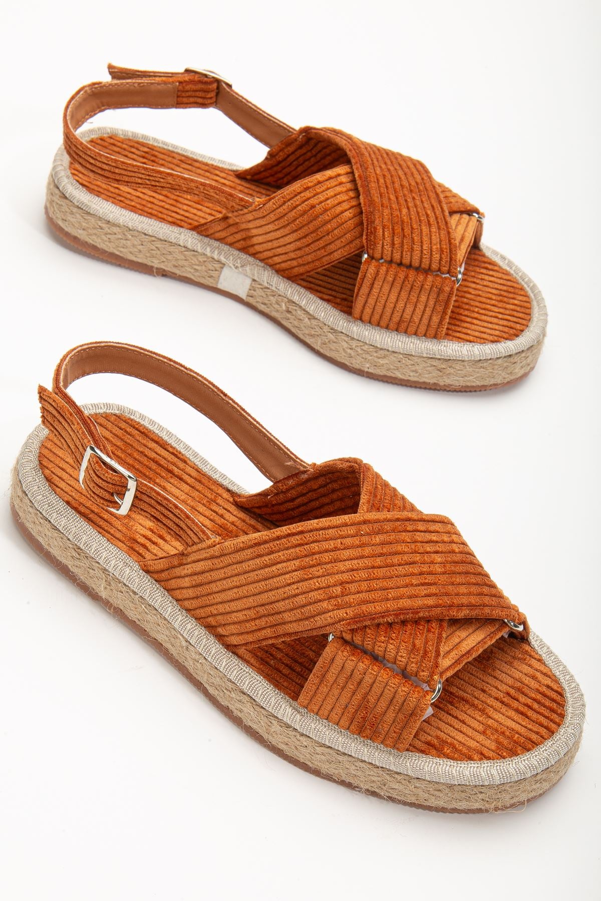 Women's Glara Brown Velvet Wicker Detailed Espadrille - STREETMODE ™