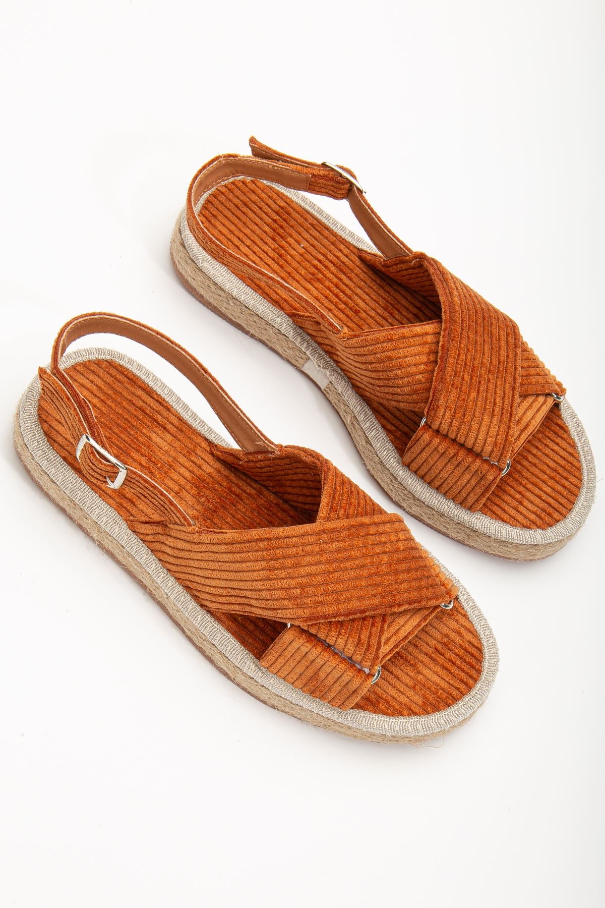 Women's Glara Brown Velvet Wicker Detailed Espadrille - STREETMODE ™