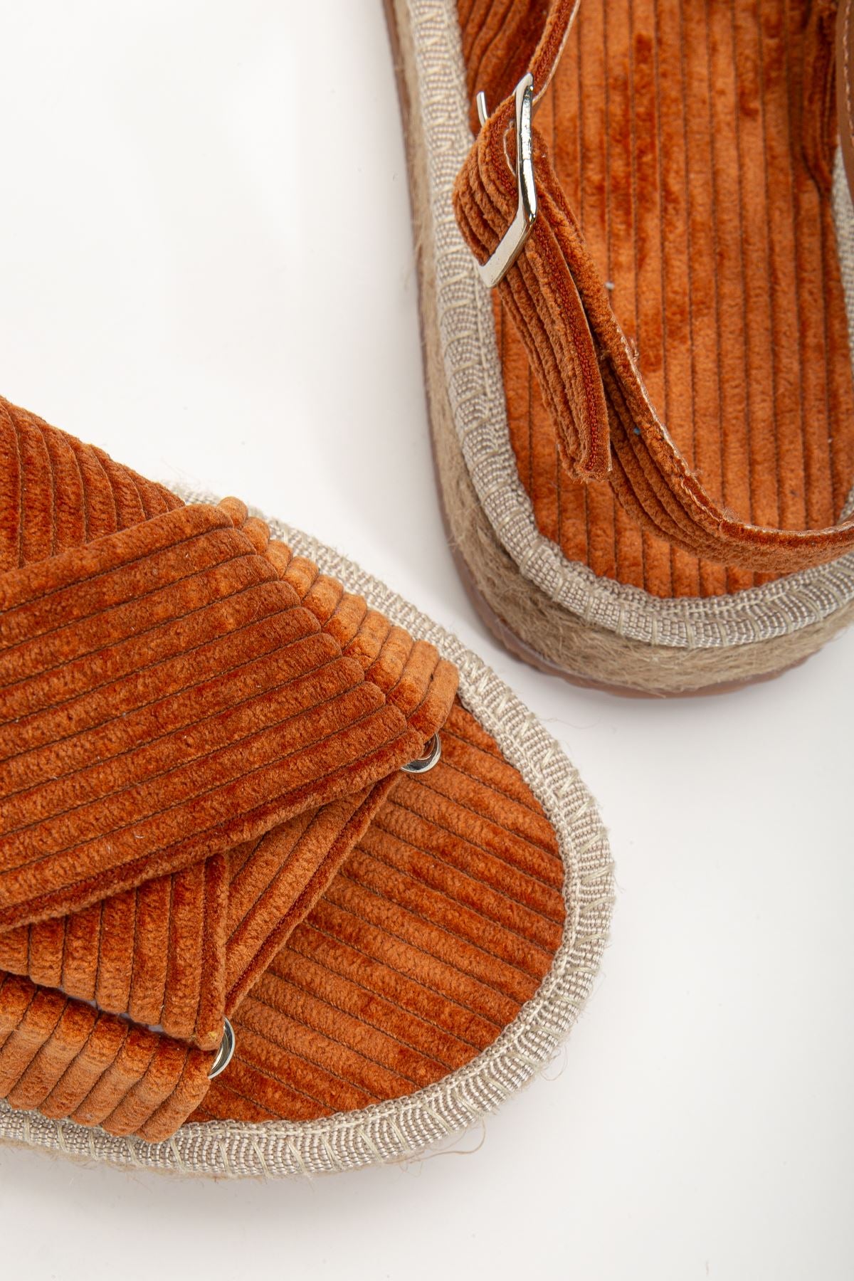 Women's Glara Brown Velvet Wicker Detailed Espadrille - STREETMODE ™