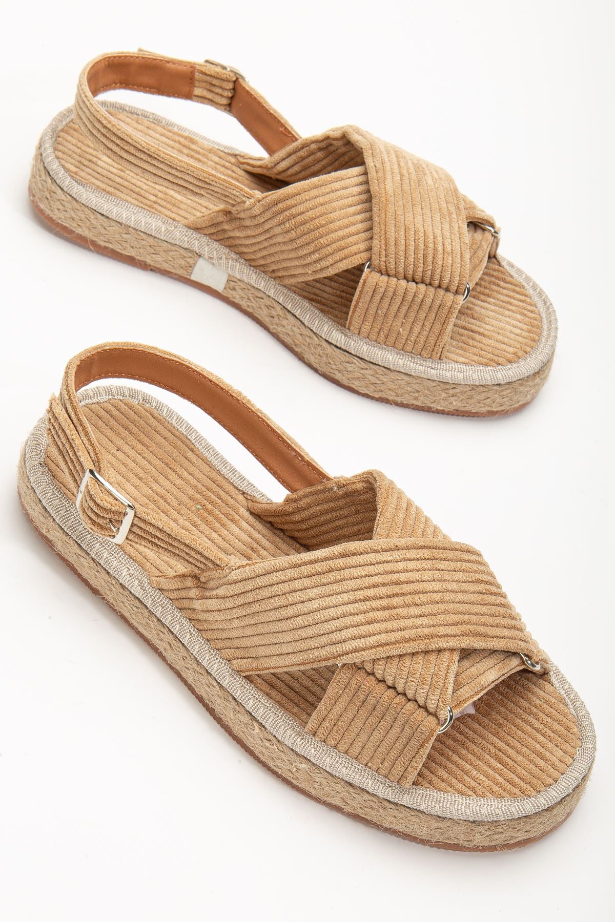 Women's Glara Nude Velvet Wicker Detailed Espadrille - STREETMODE ™