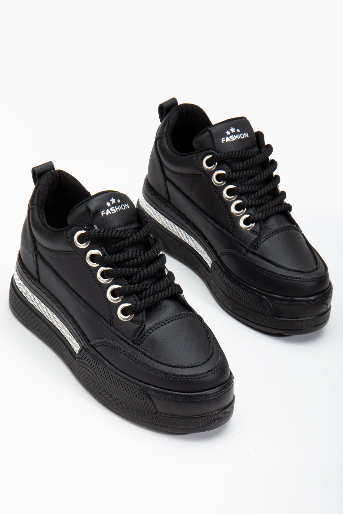 Women's Black Hidden Heel Sneakers