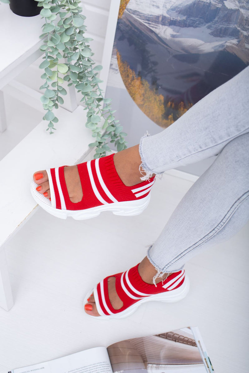 Women's Hera Red White Knitwear Sneakers - STREET MODE ™